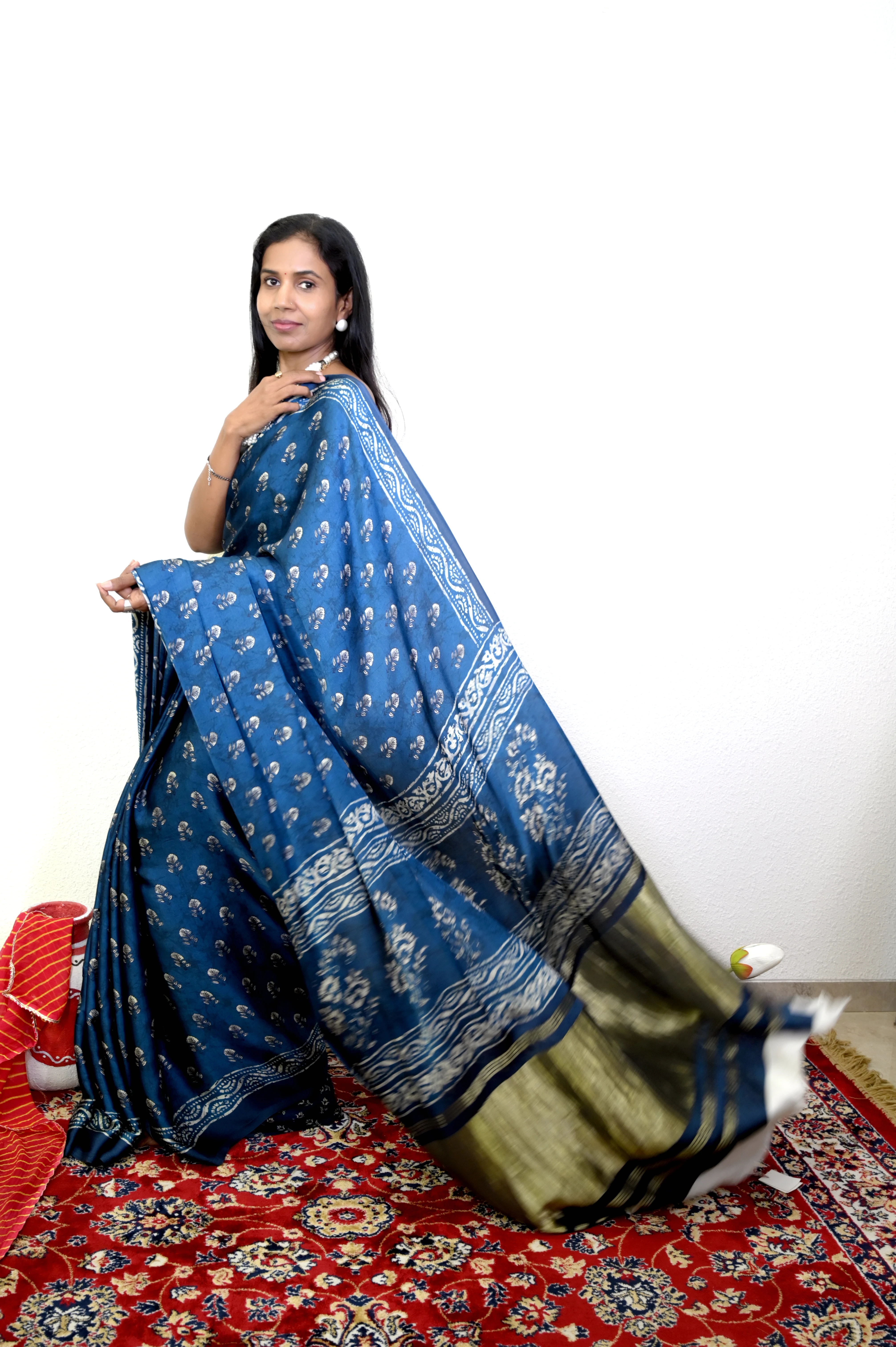 Midnight Indigo Modal Silk Saree