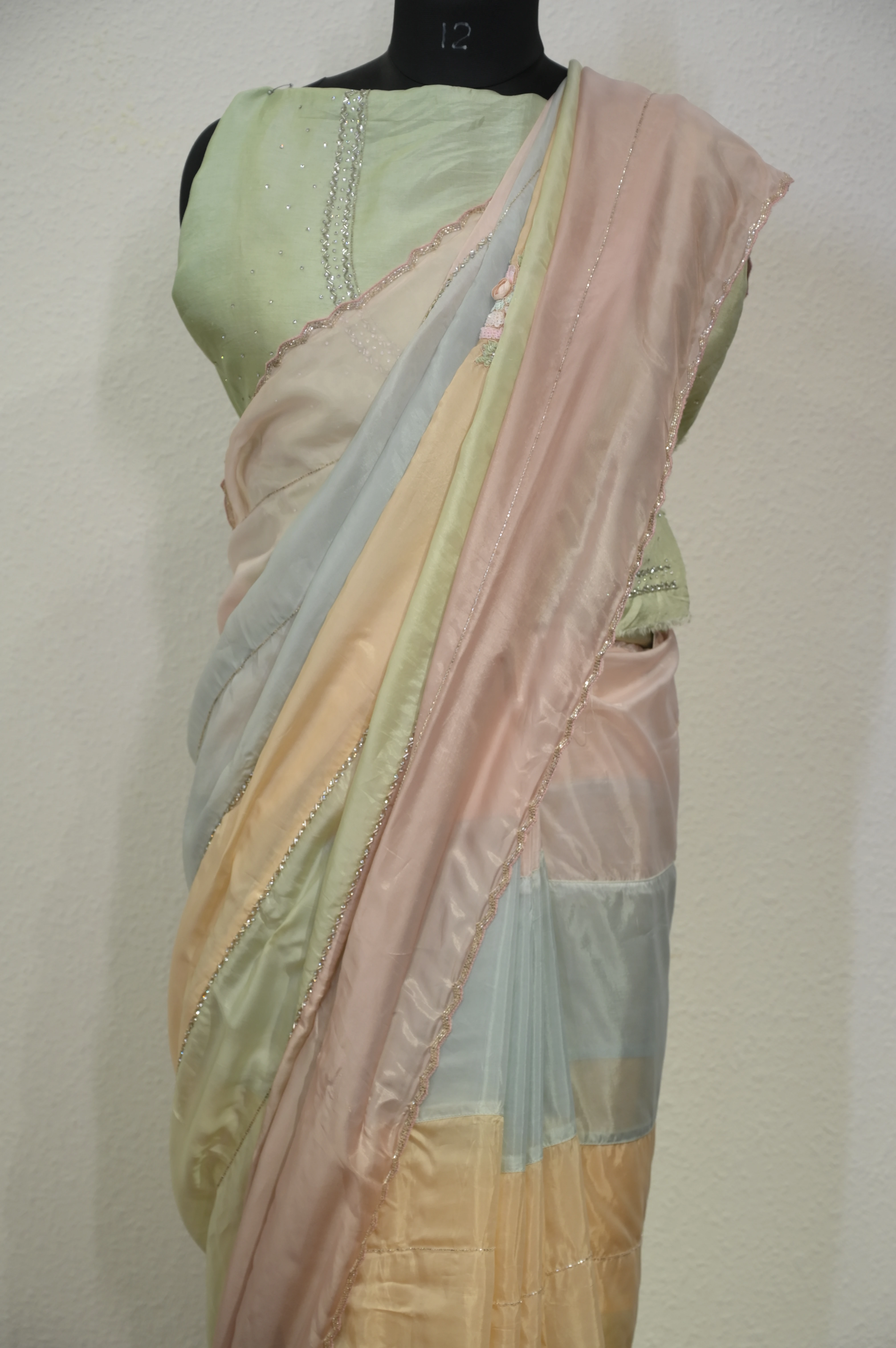 Multi Color Pastel Patchwork Saree