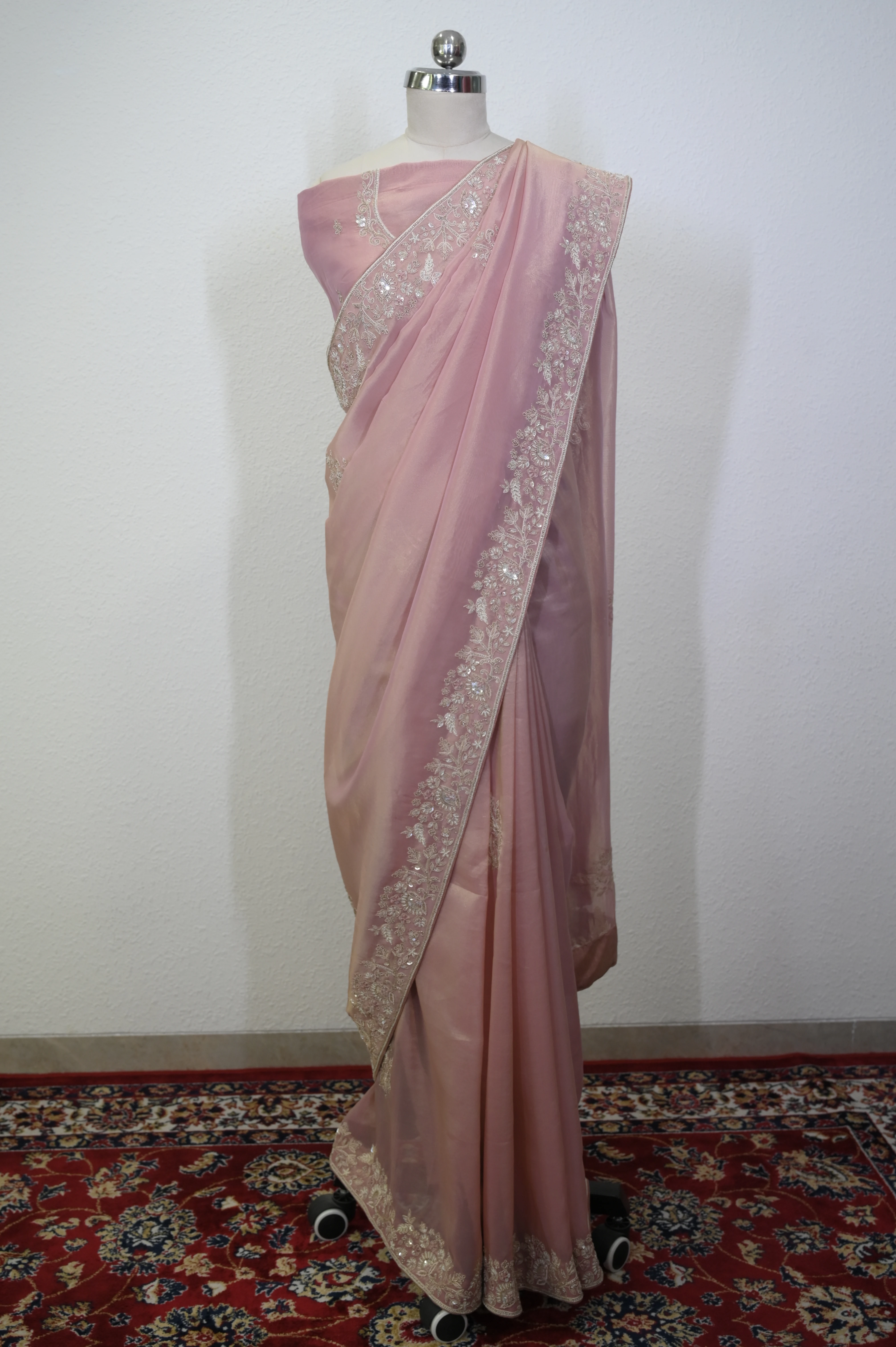 Rose Blush Embroidered Saree