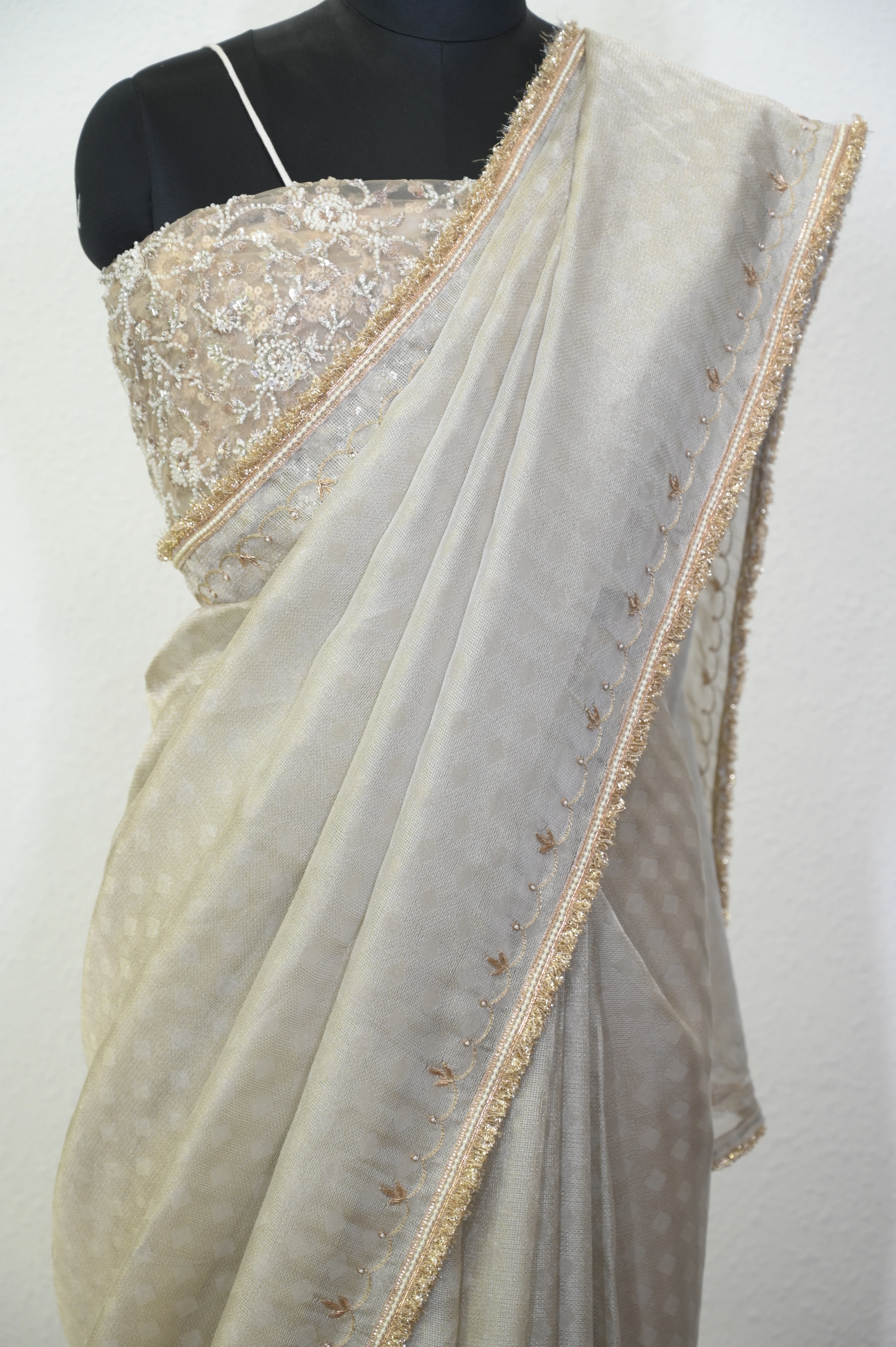 Banarasi Brocade Silk Silver Color Saree