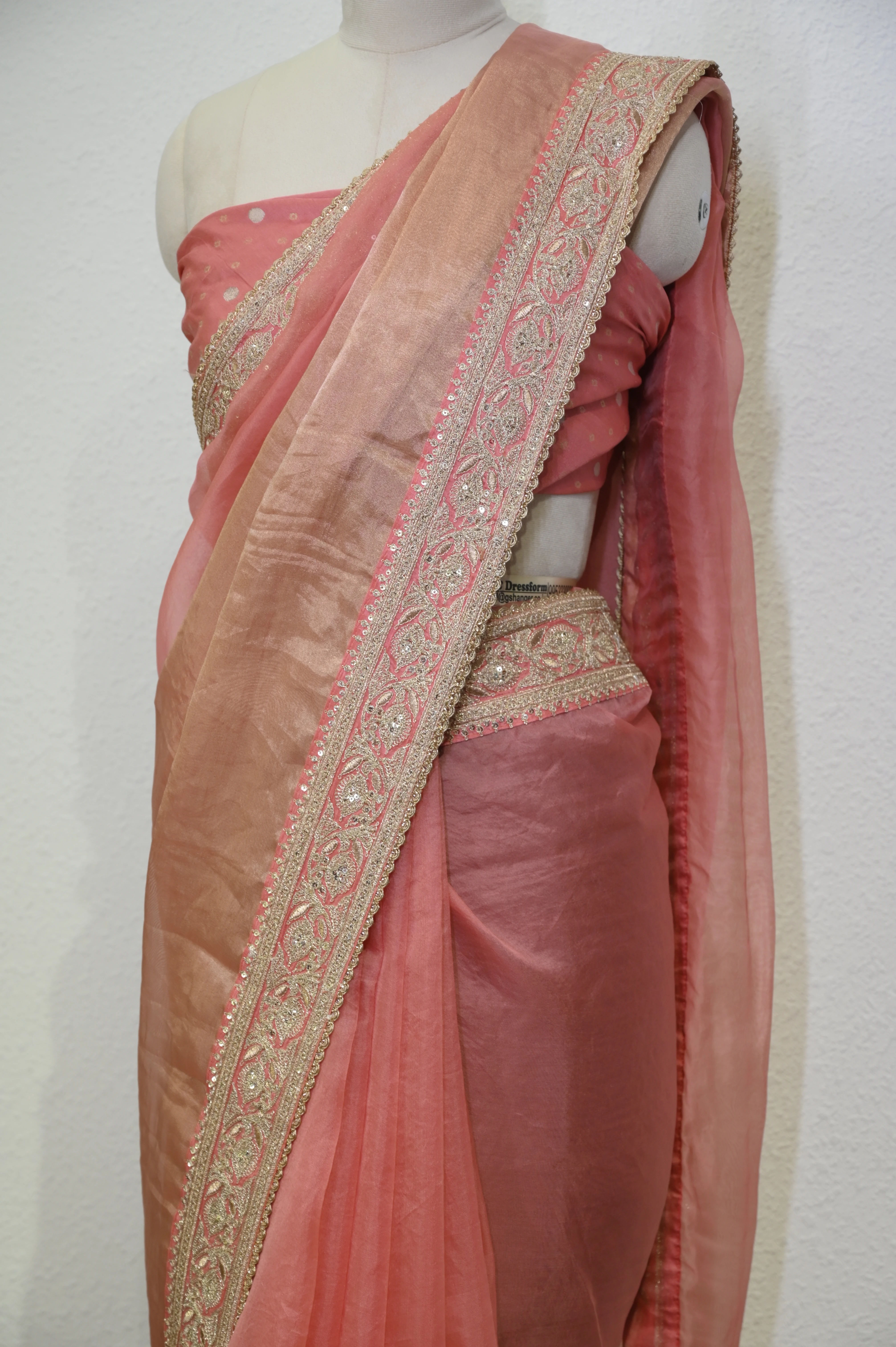 Peach Dual-Tone Tissue Saree (Blush Tissue Glamour)