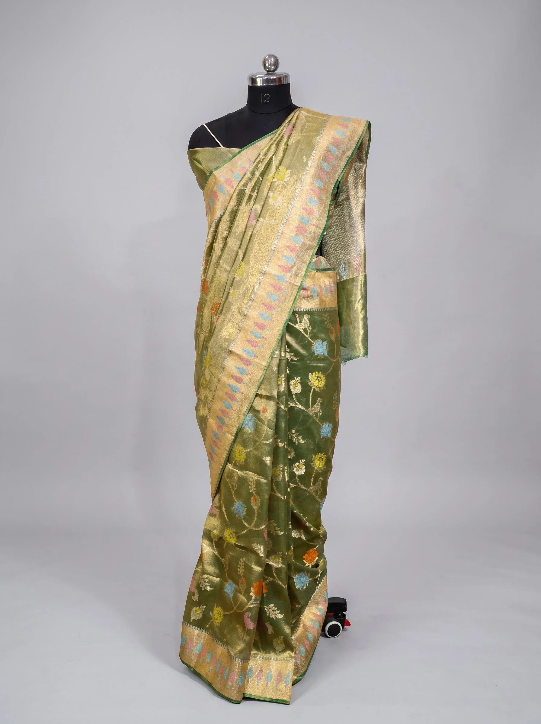 Royal Moss Meenakari Tissue Silk Saree