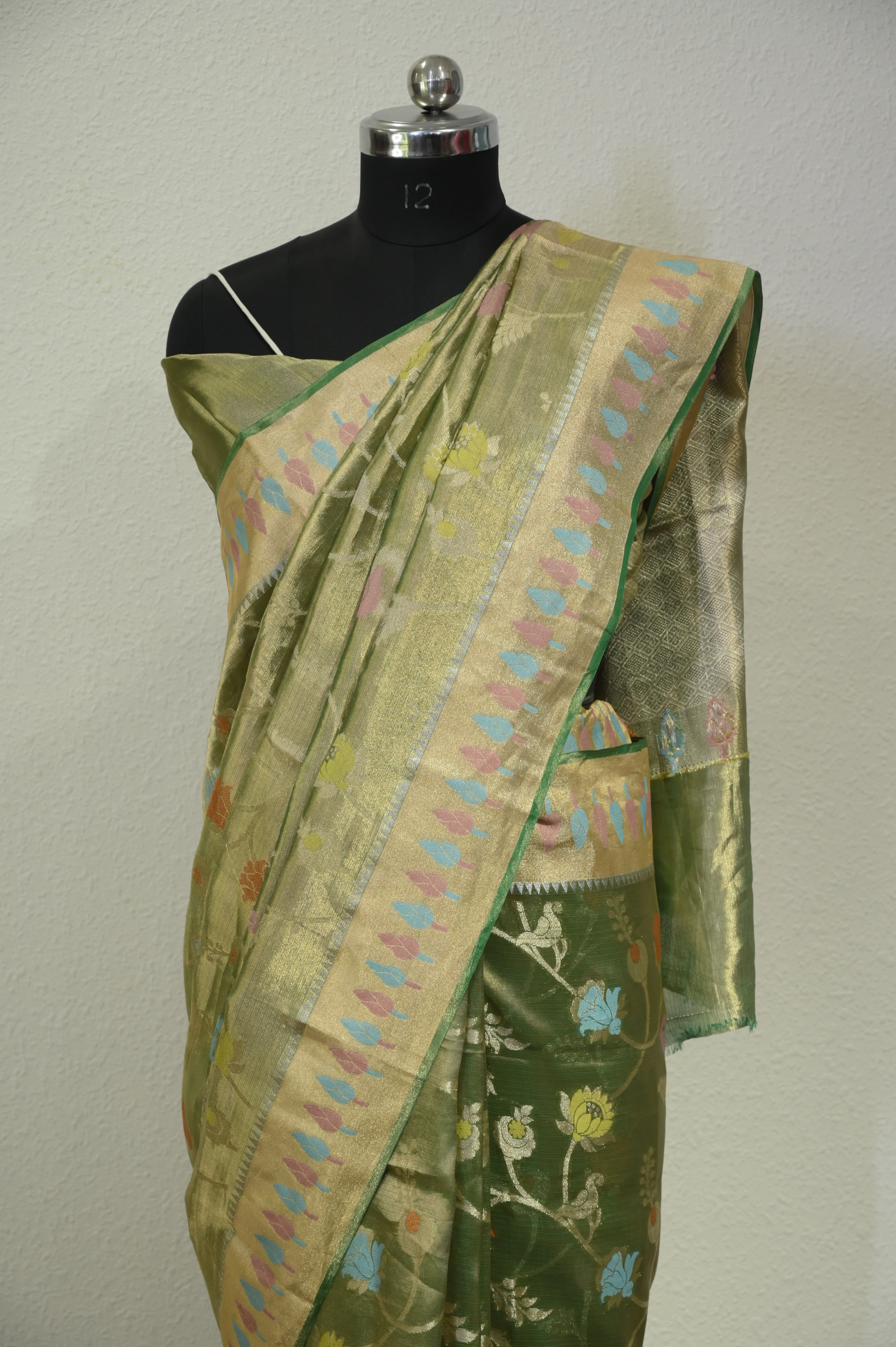 Royal Moss Meenakari Tissue Silk Saree