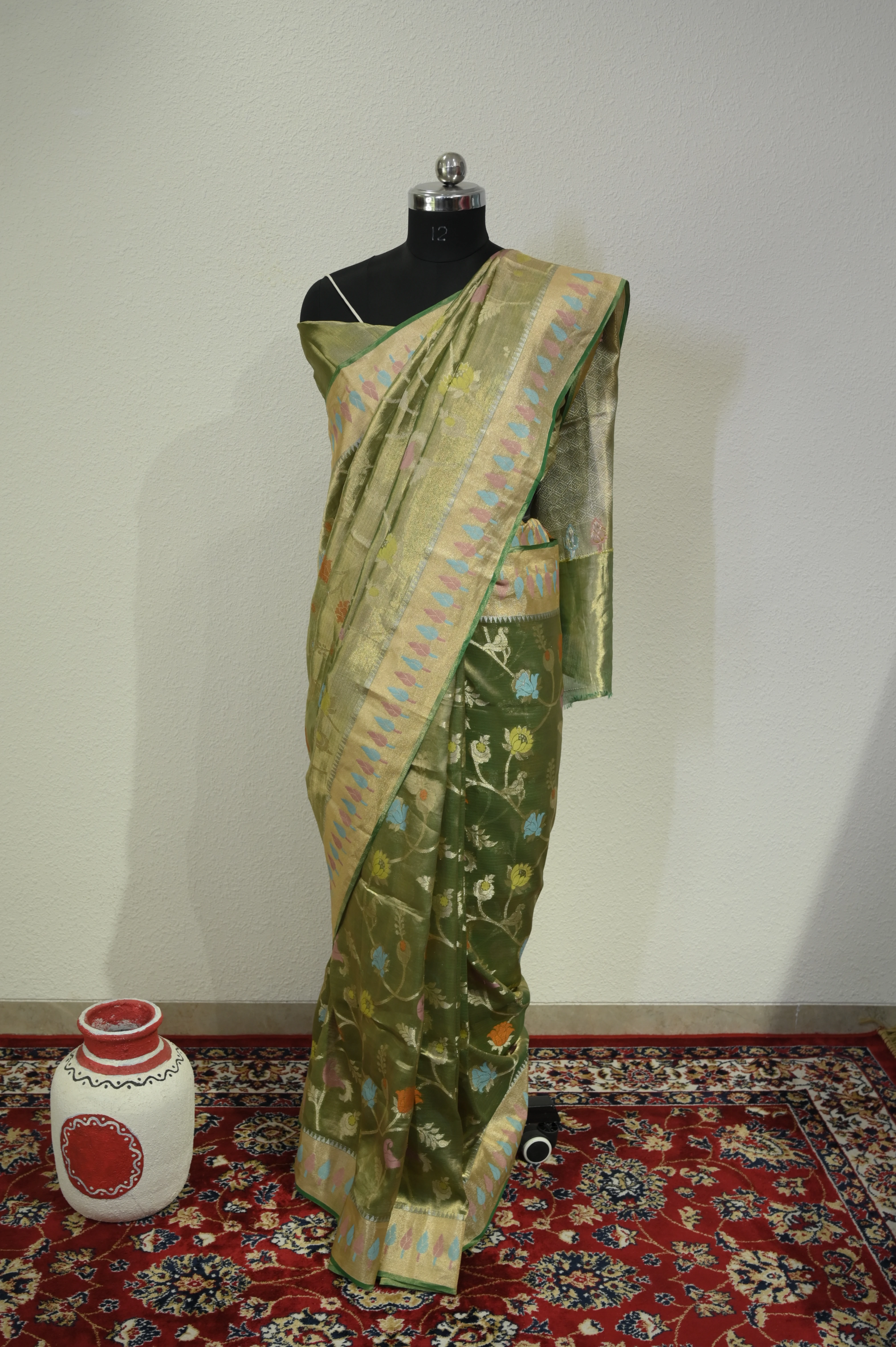 Royal Moss Meenakari Tissue Silk Saree