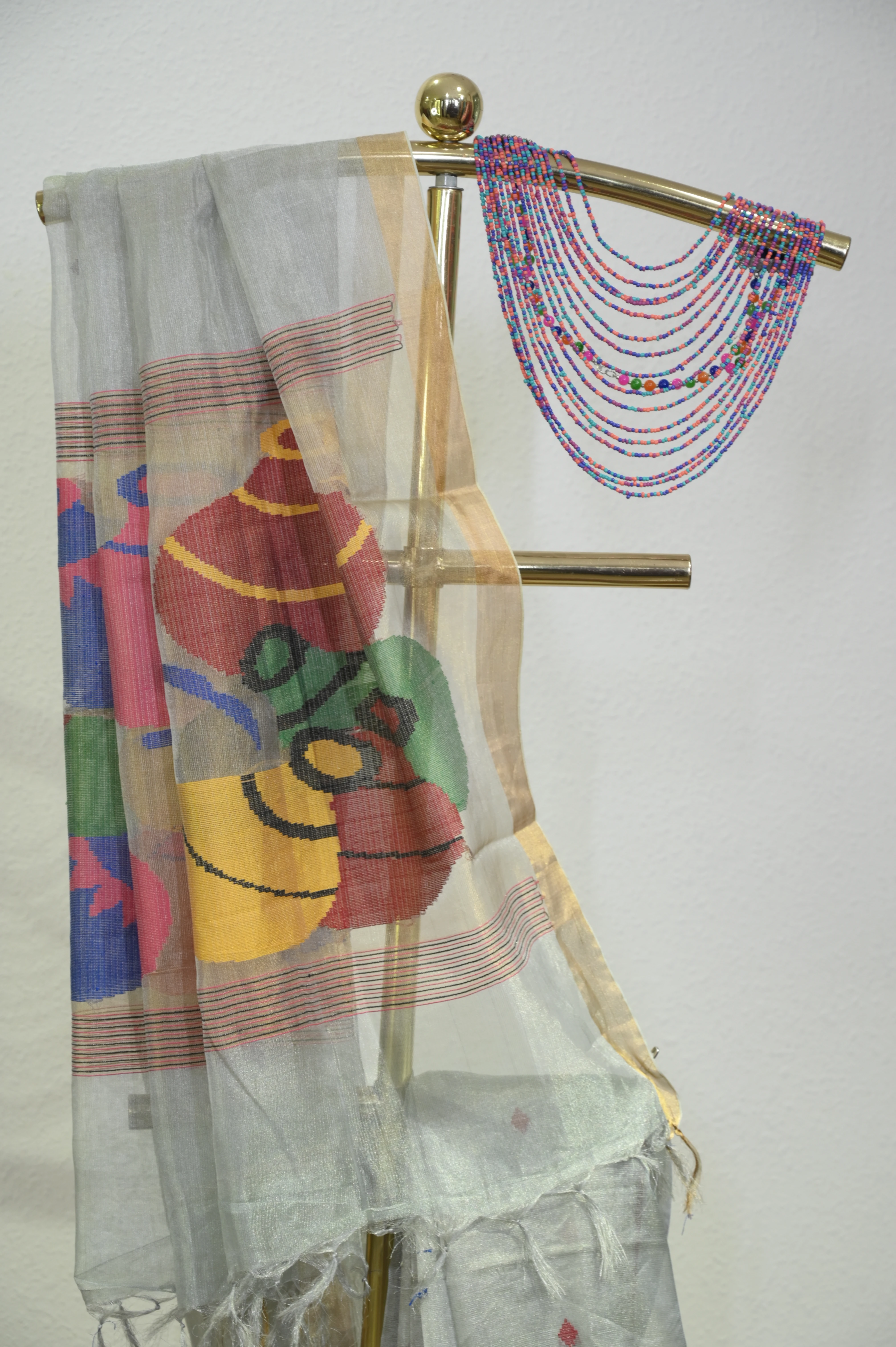Silver-Grey Jamdani Motif Saree
