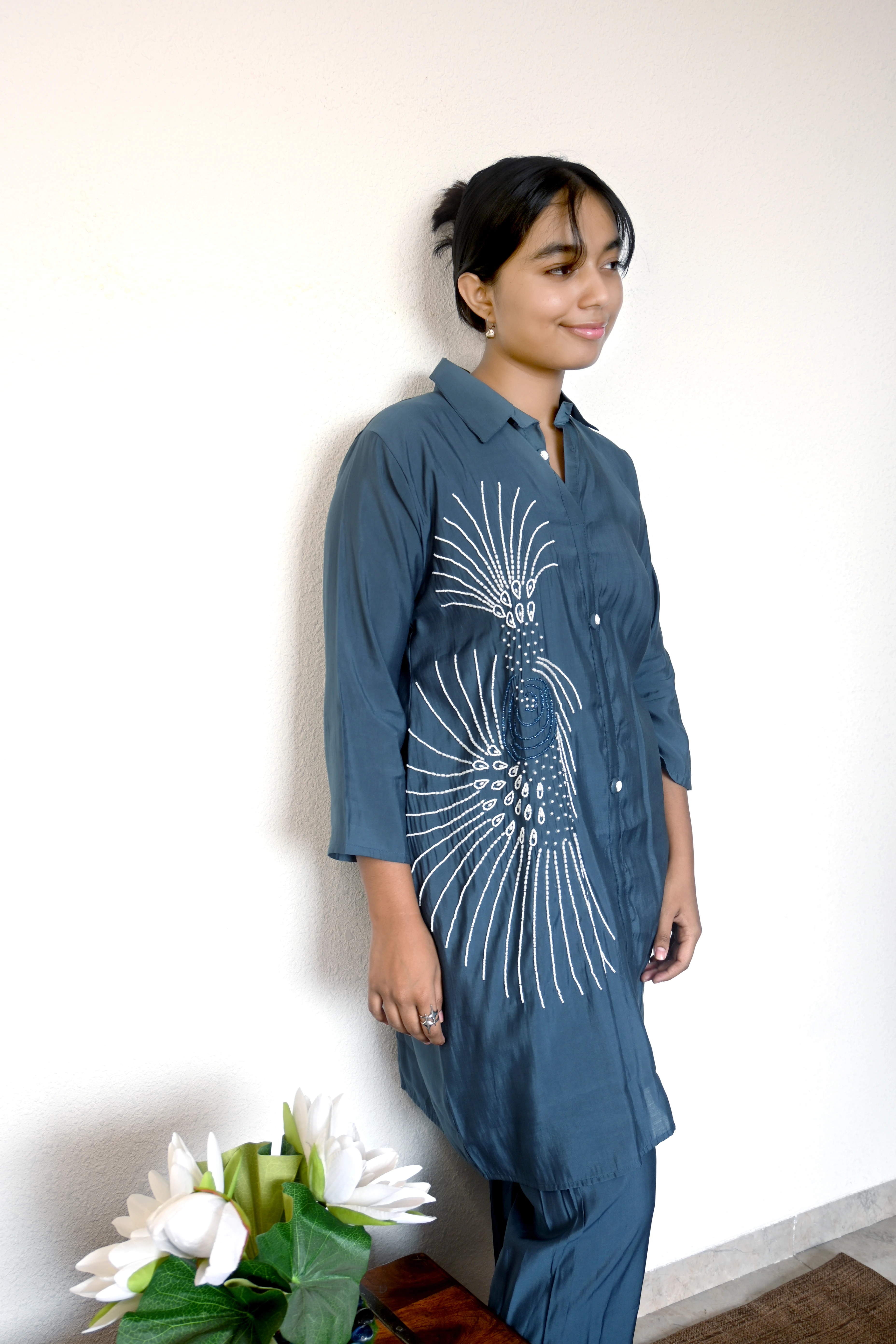 Slate Radiance Embroidered Co-Ord Set