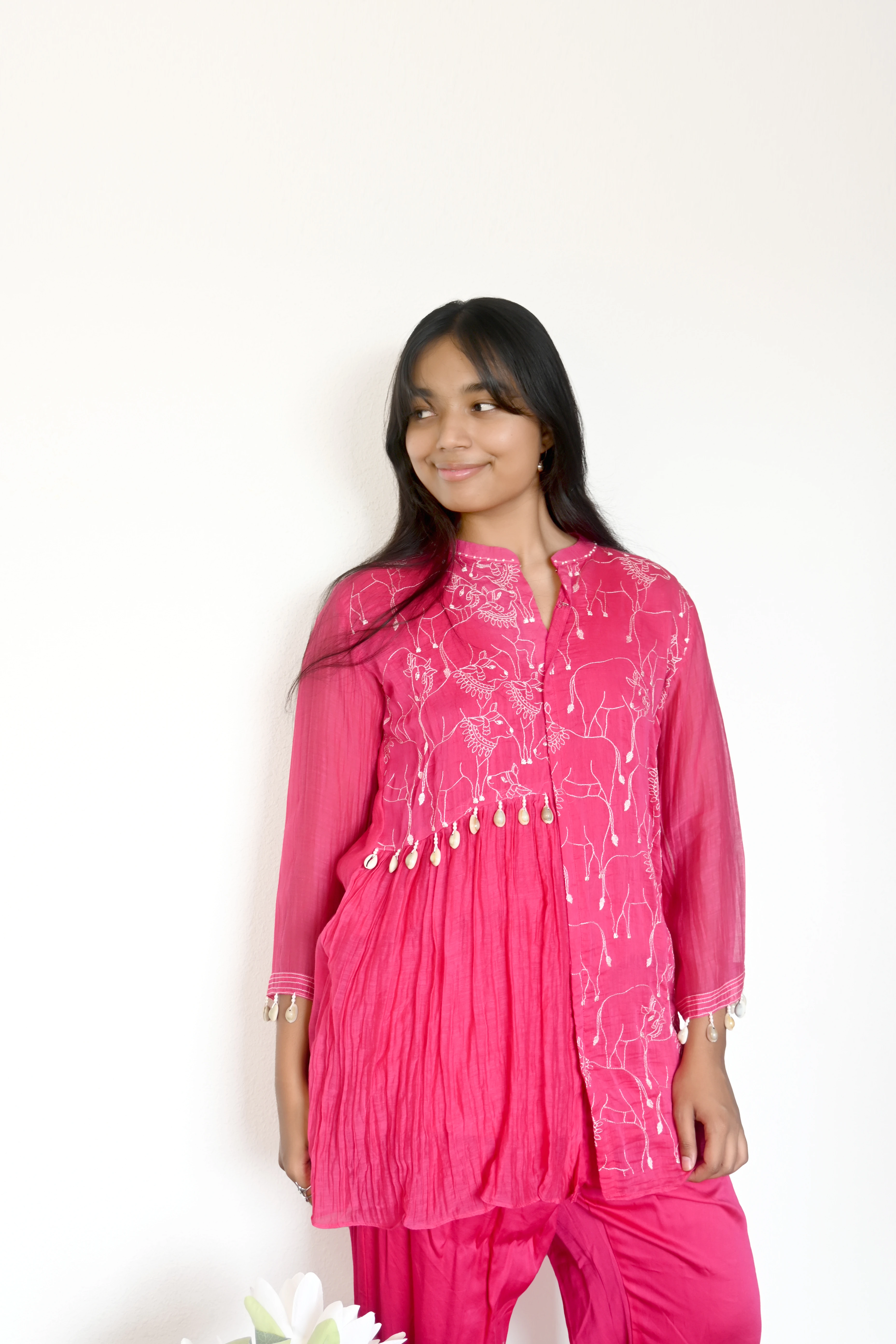 Magenta Pichwai Embroidered Folklore Co-Ord set