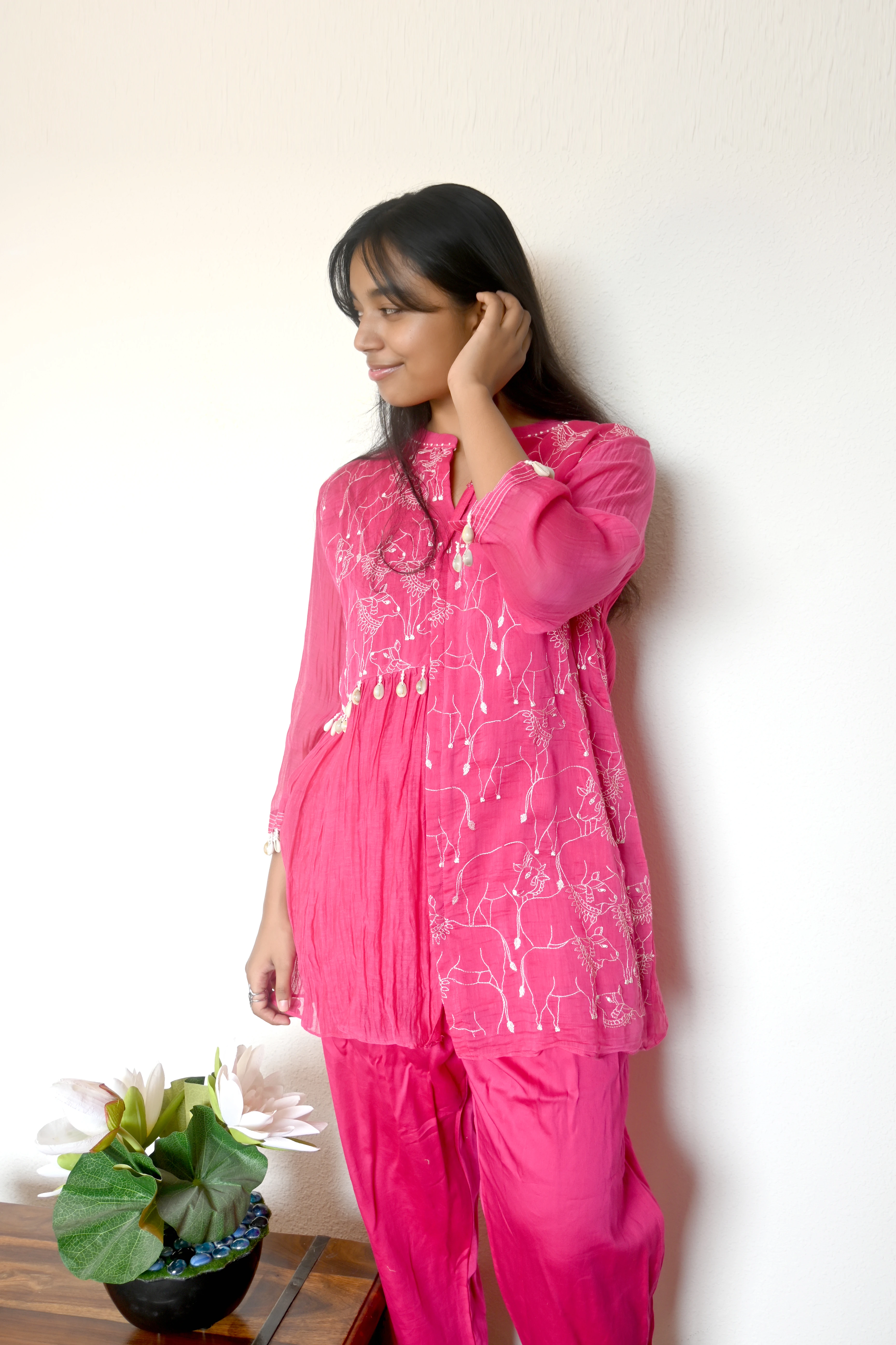 Magenta Pichwai Embroidered Folklore Co-Ord set