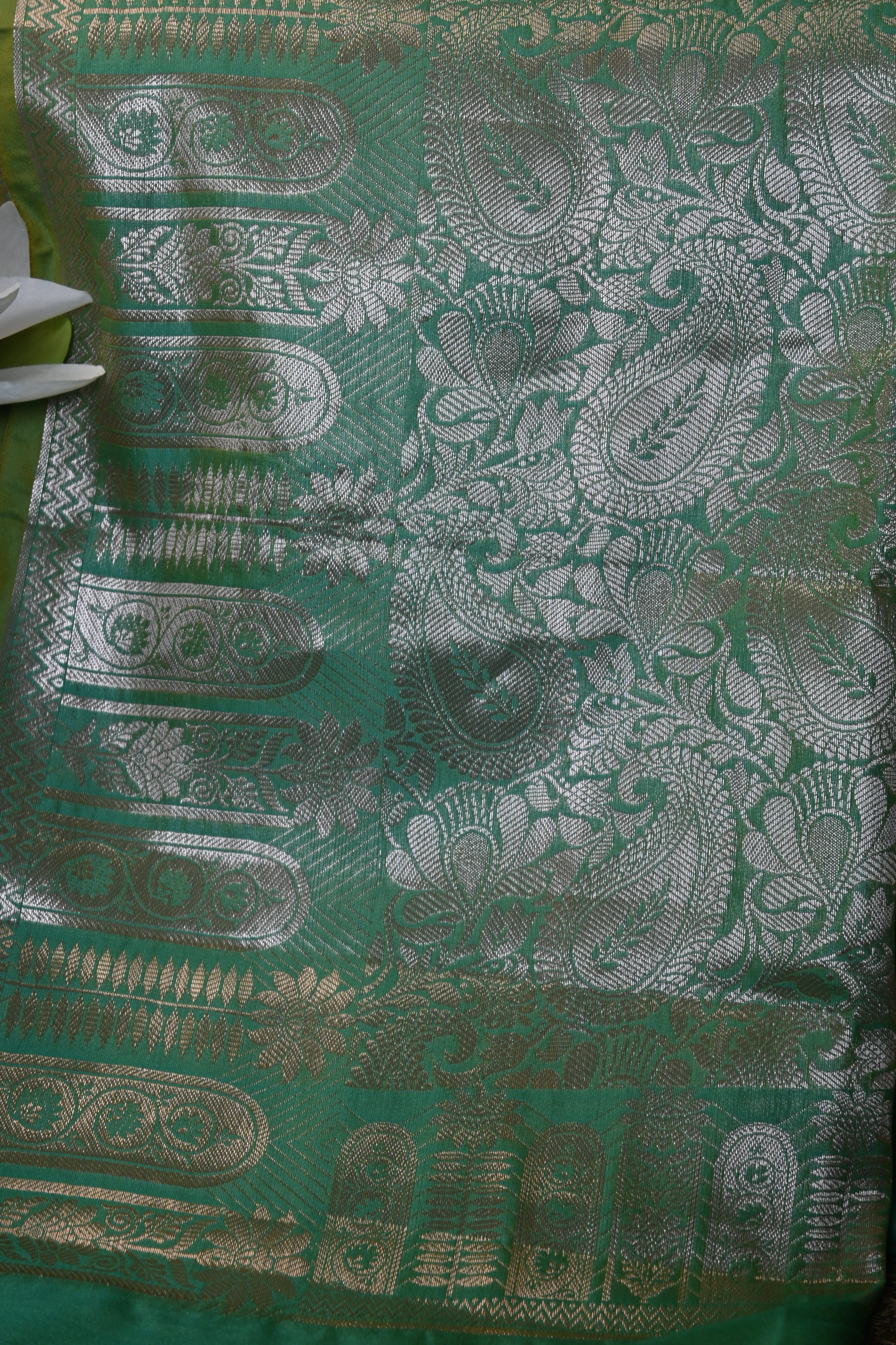 Parrot Green Kanjivaram Silk Saree