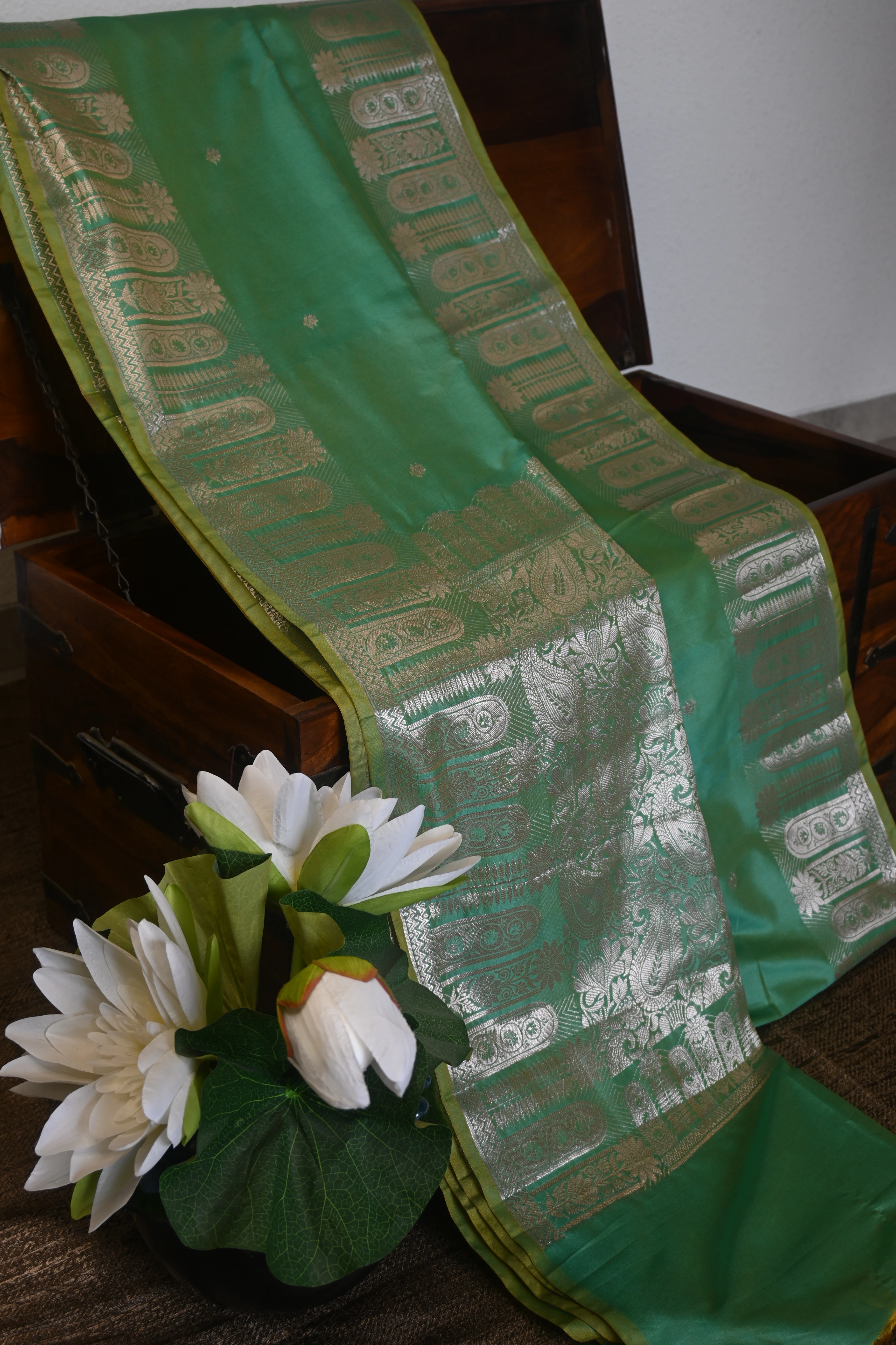 Parrot Green Kanjivaram Silk Saree