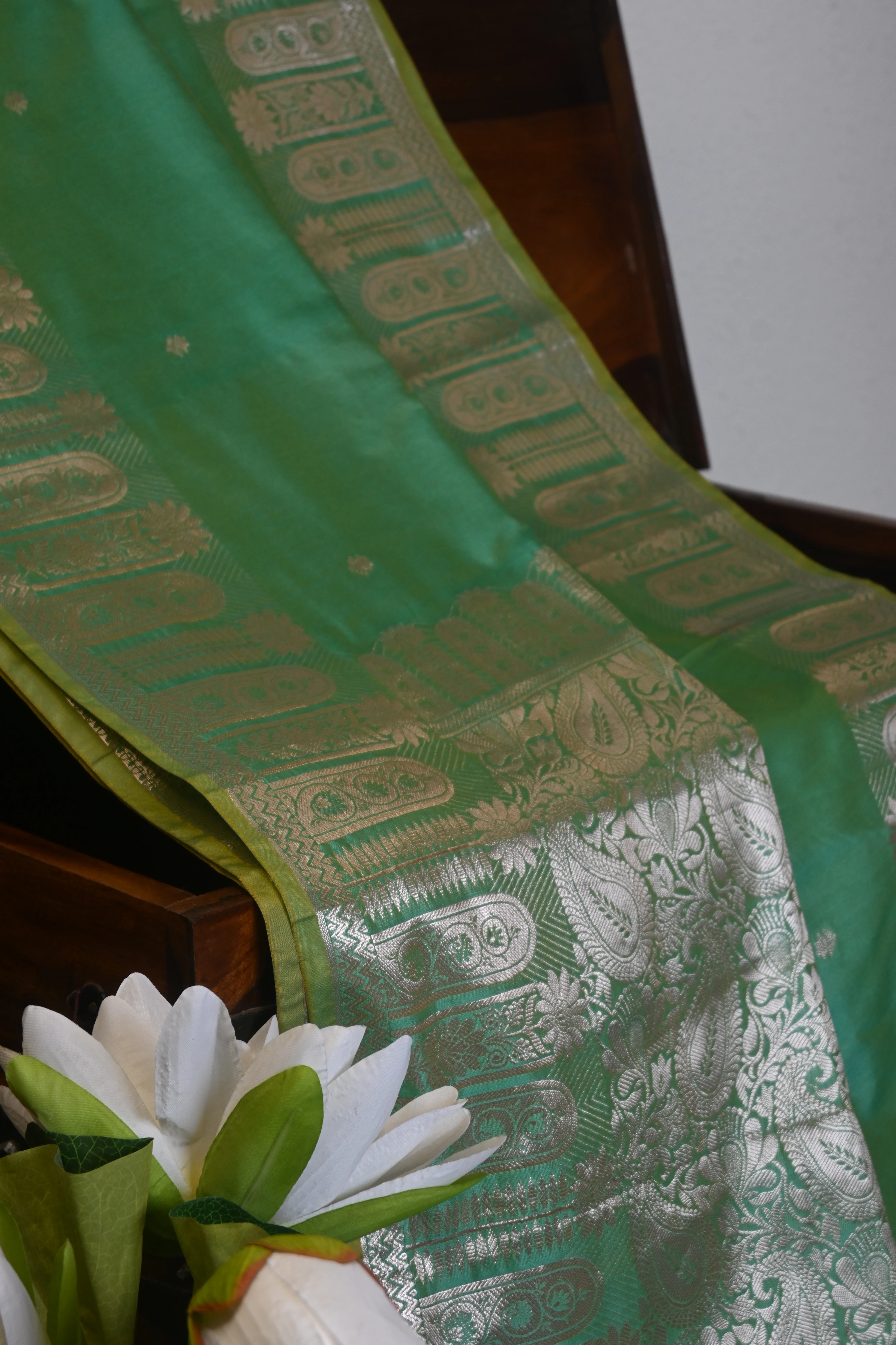 Parrot Green Kanjivaram Silk Saree