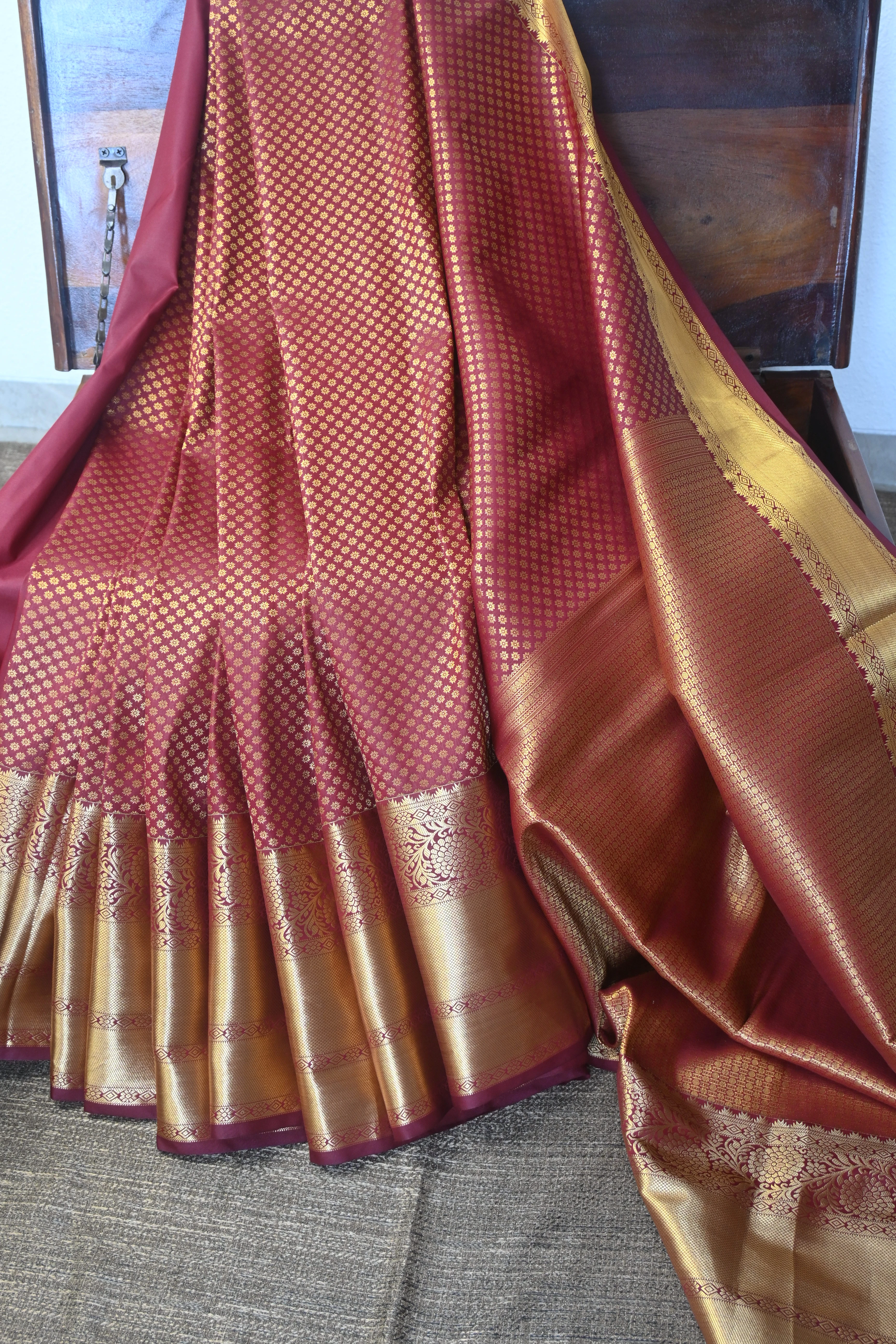 Crimson Red Kanjivaram Silk Saree