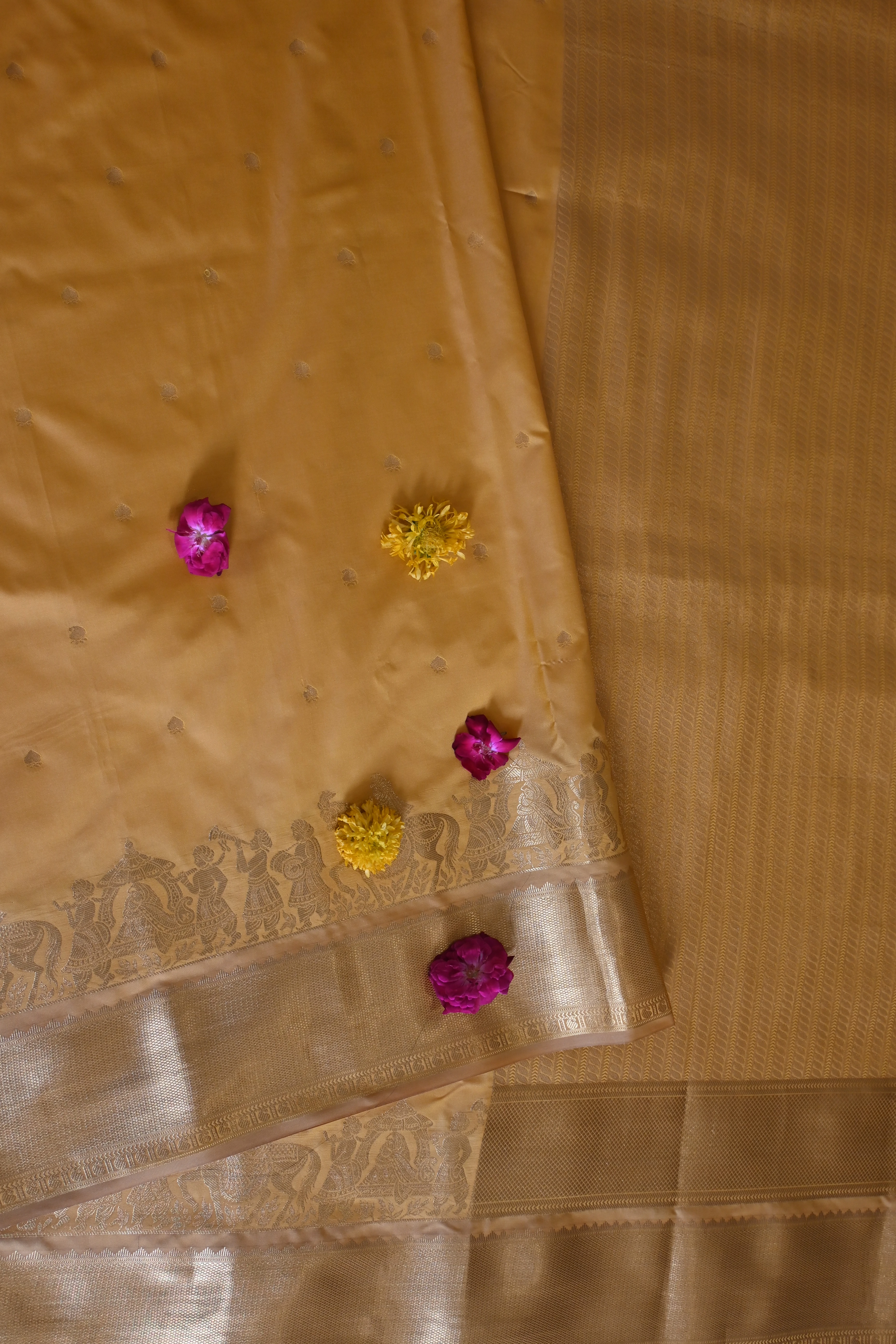 Mustard Gold Banarasi Silk Saree