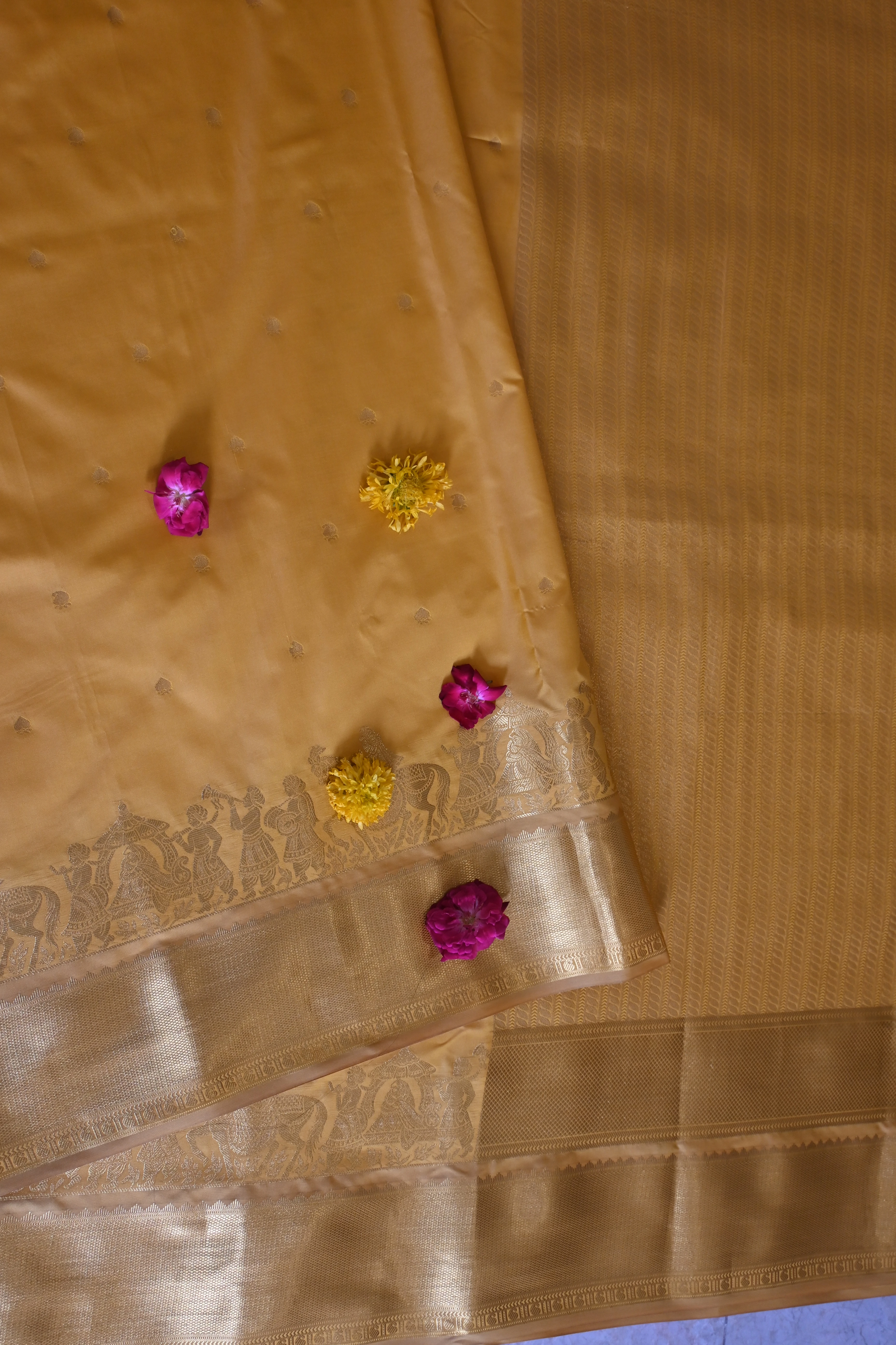 Mustard Gold Banarasi Silk Saree