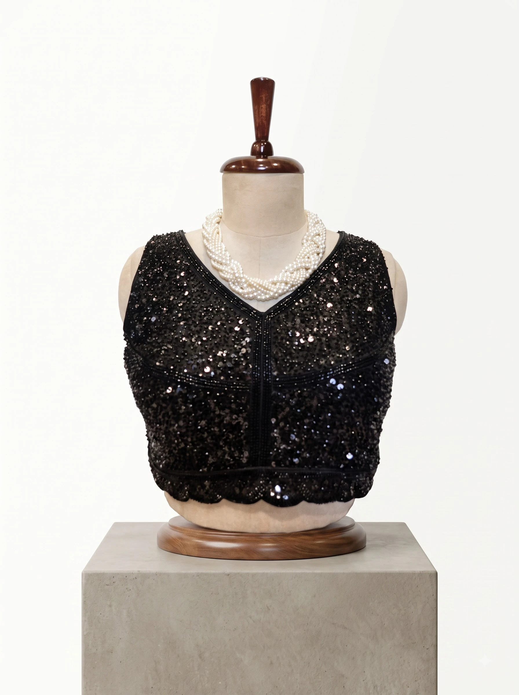 Midnight Glamour Black Sequin Blouse