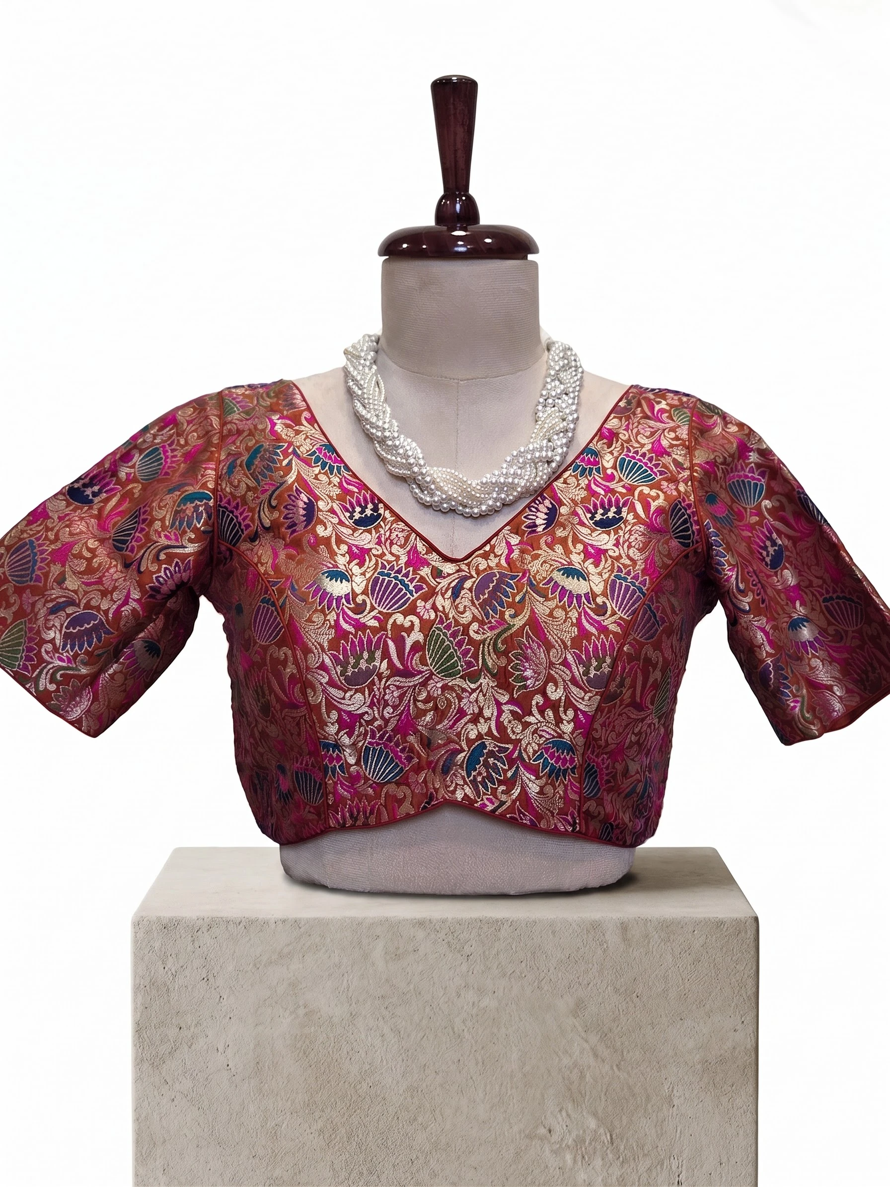 Gilded Blossom Copper Brocade Blouse