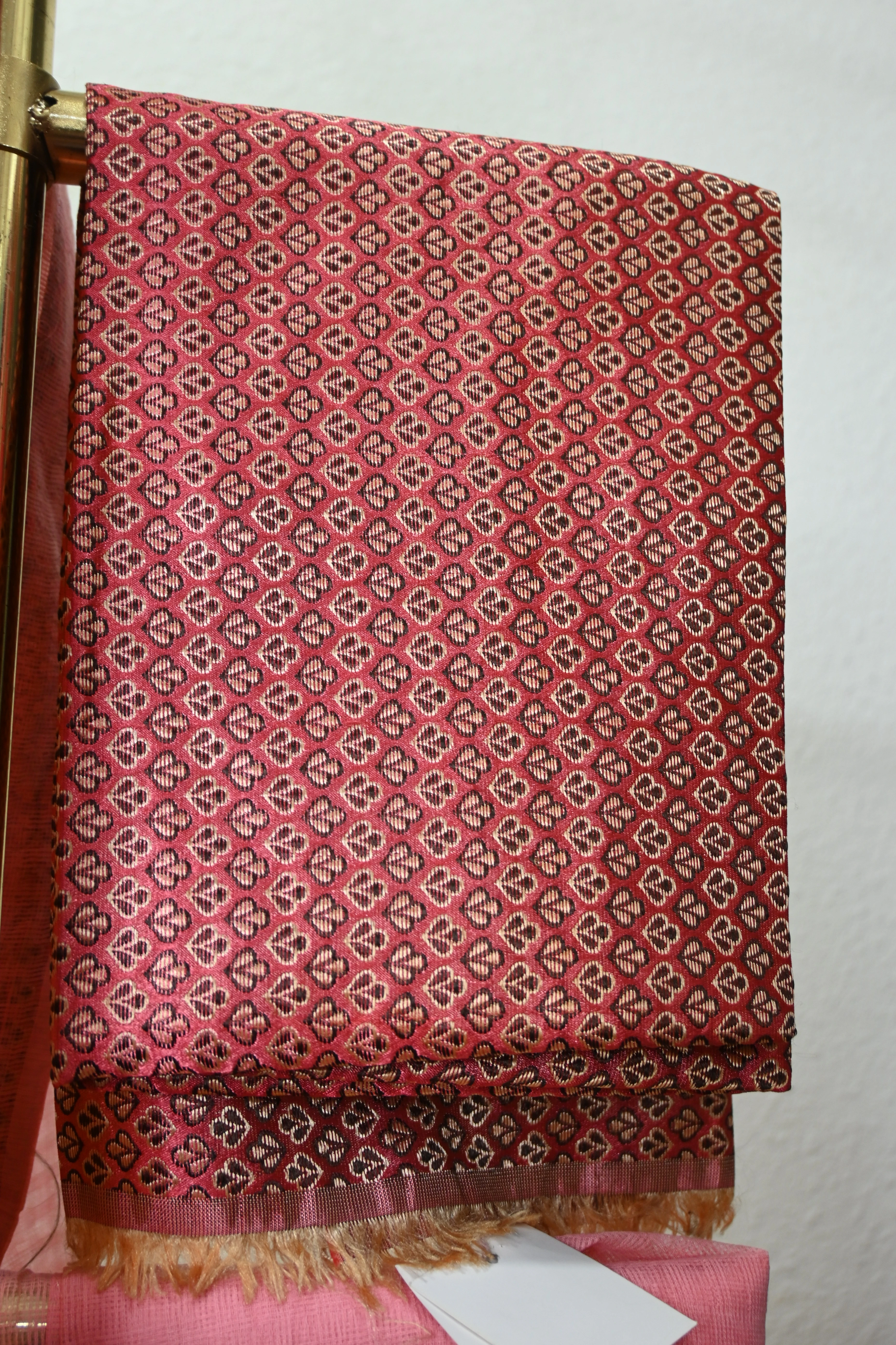 Powder Pink Checked Cottan Saree