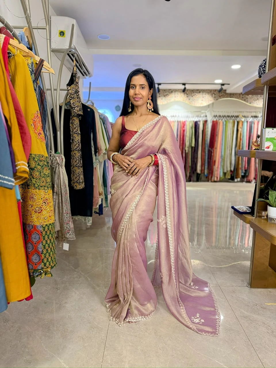 Rose Gold Shimmer Saree
