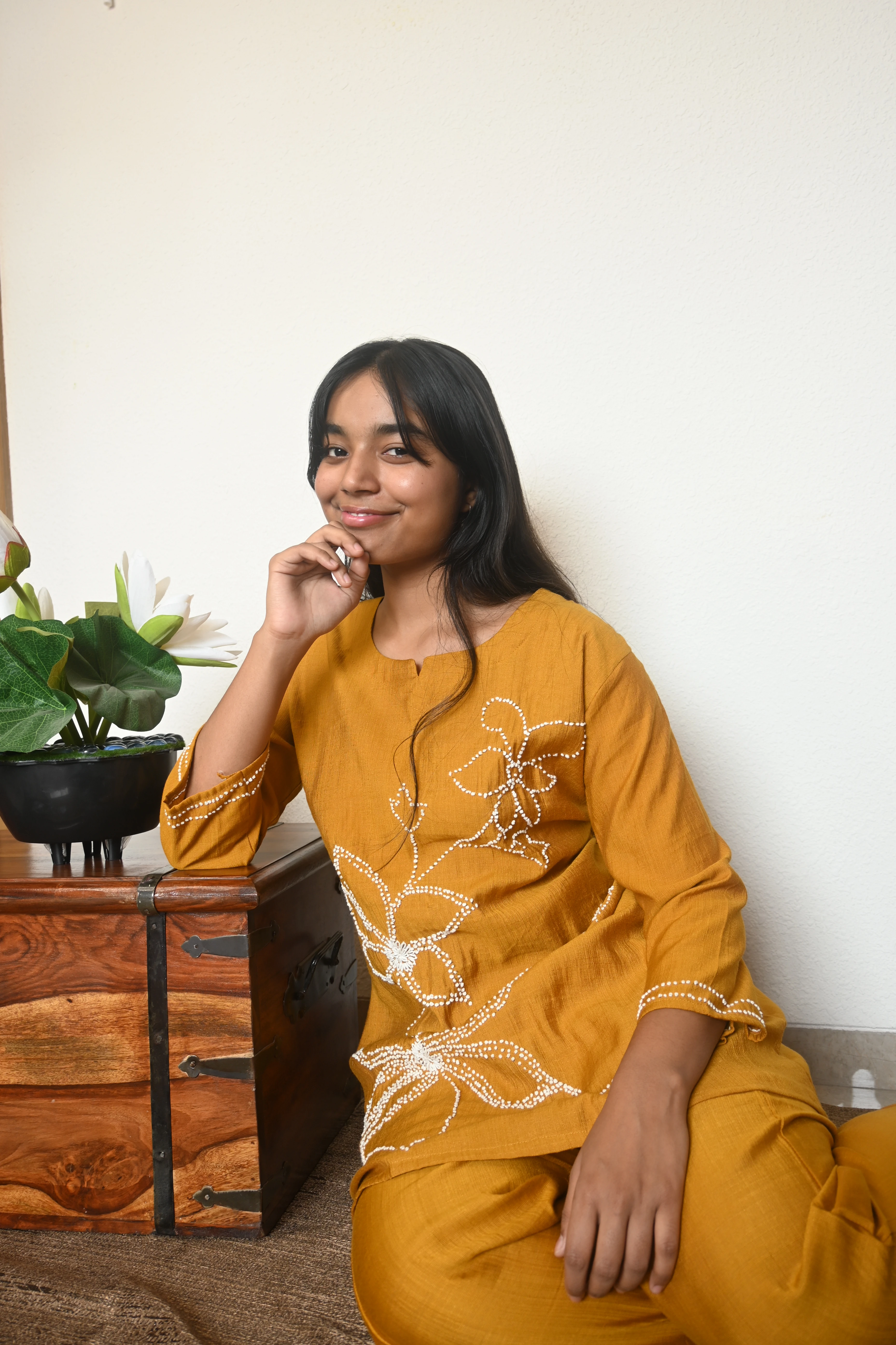 Amber Blossom Kantha Co-ord Set