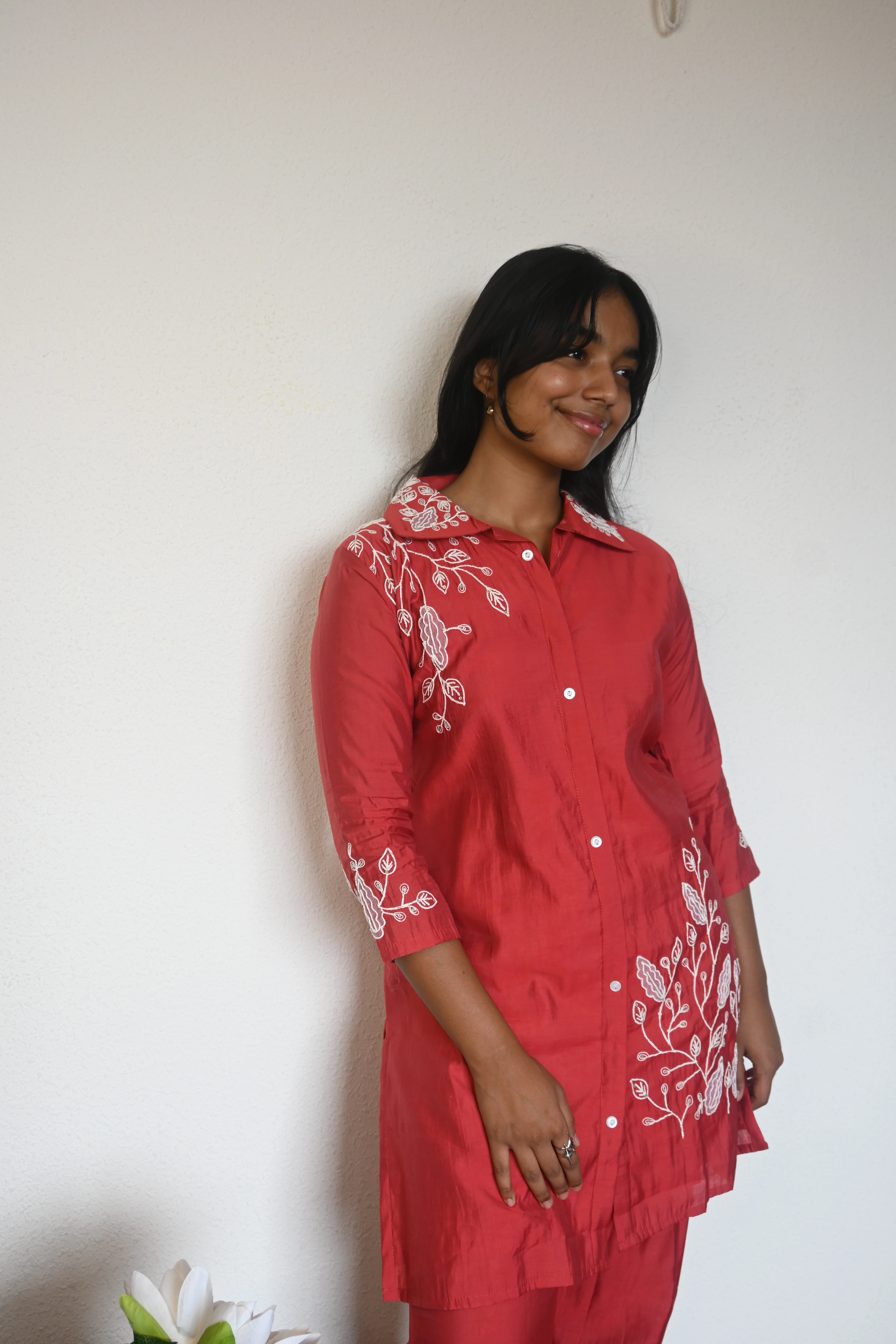 Crimson Flora Collared Co-ord Set