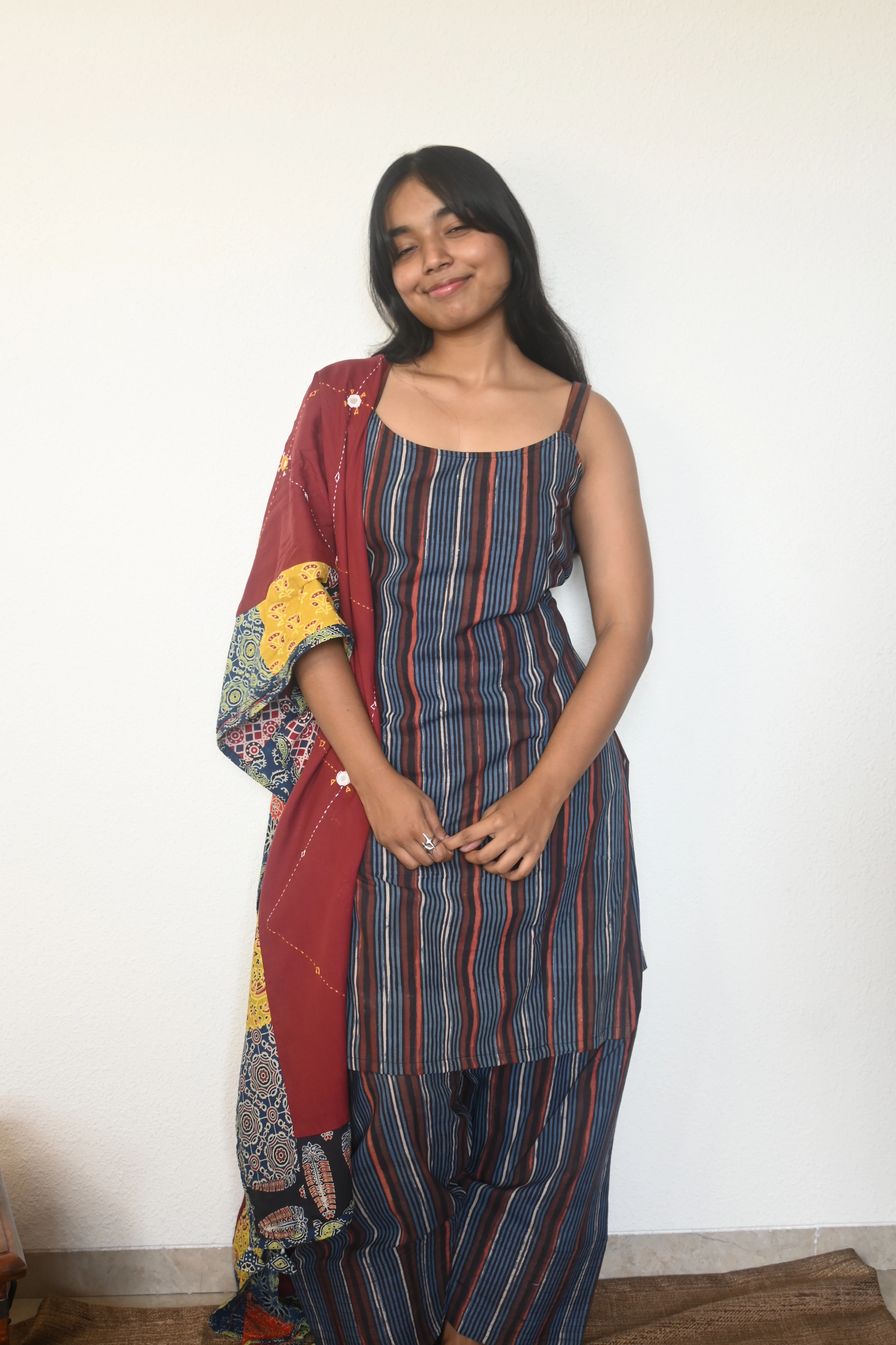 Midnight Indigo Stripe Farsi Salwar Set