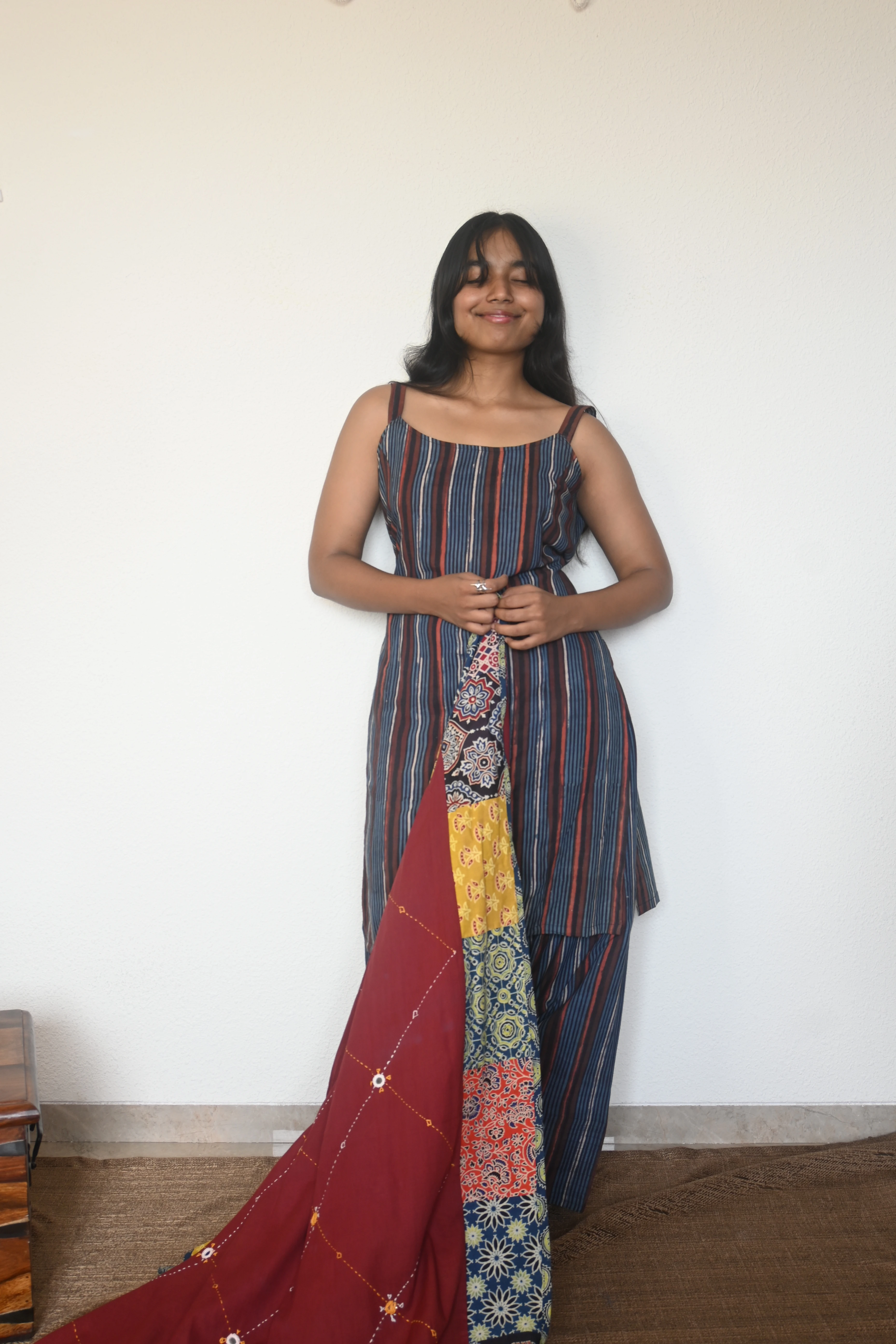 Midnight Indigo Stripe Farsi Salwar Set