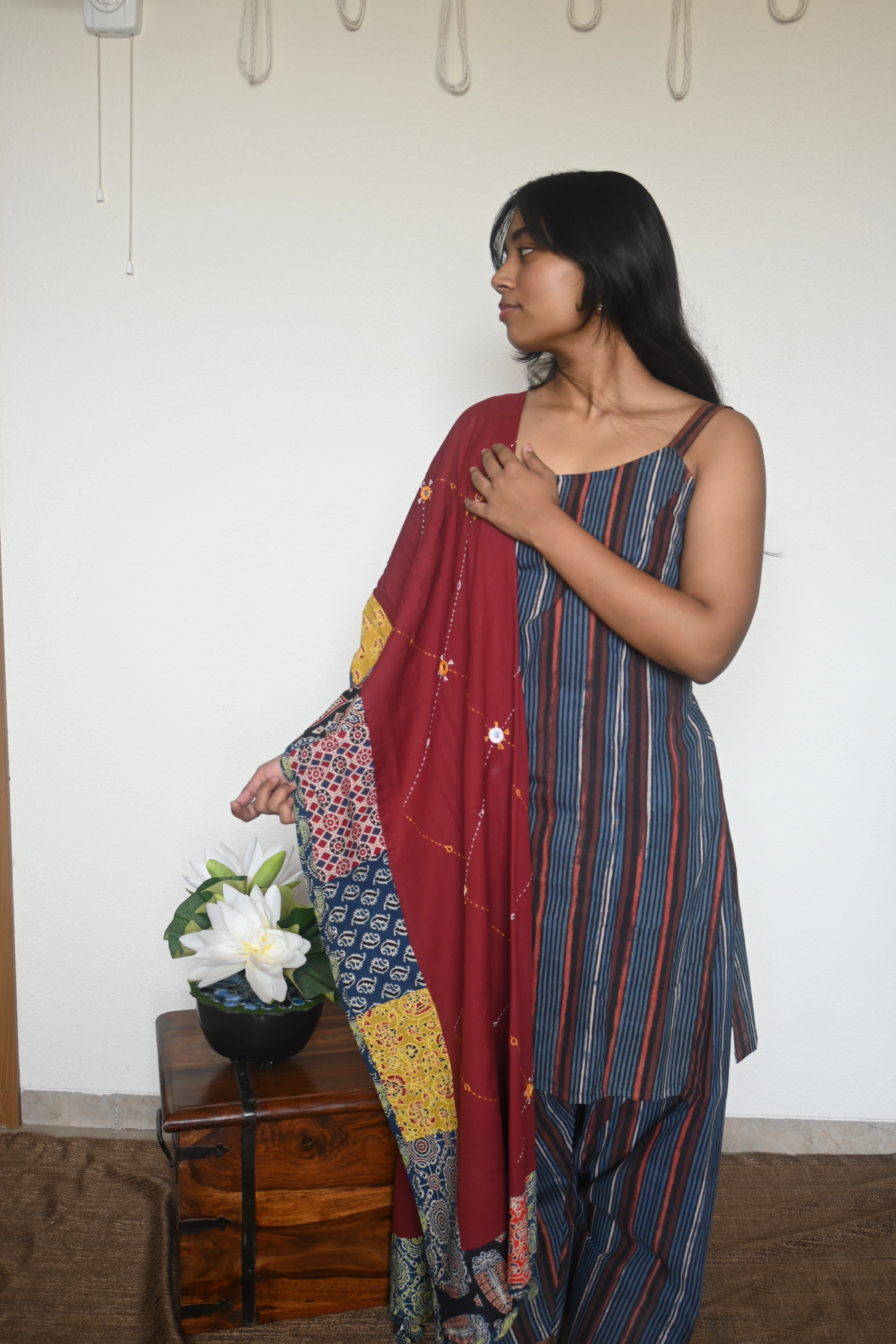 Midnight Indigo Stripe Farsi Salwar Set