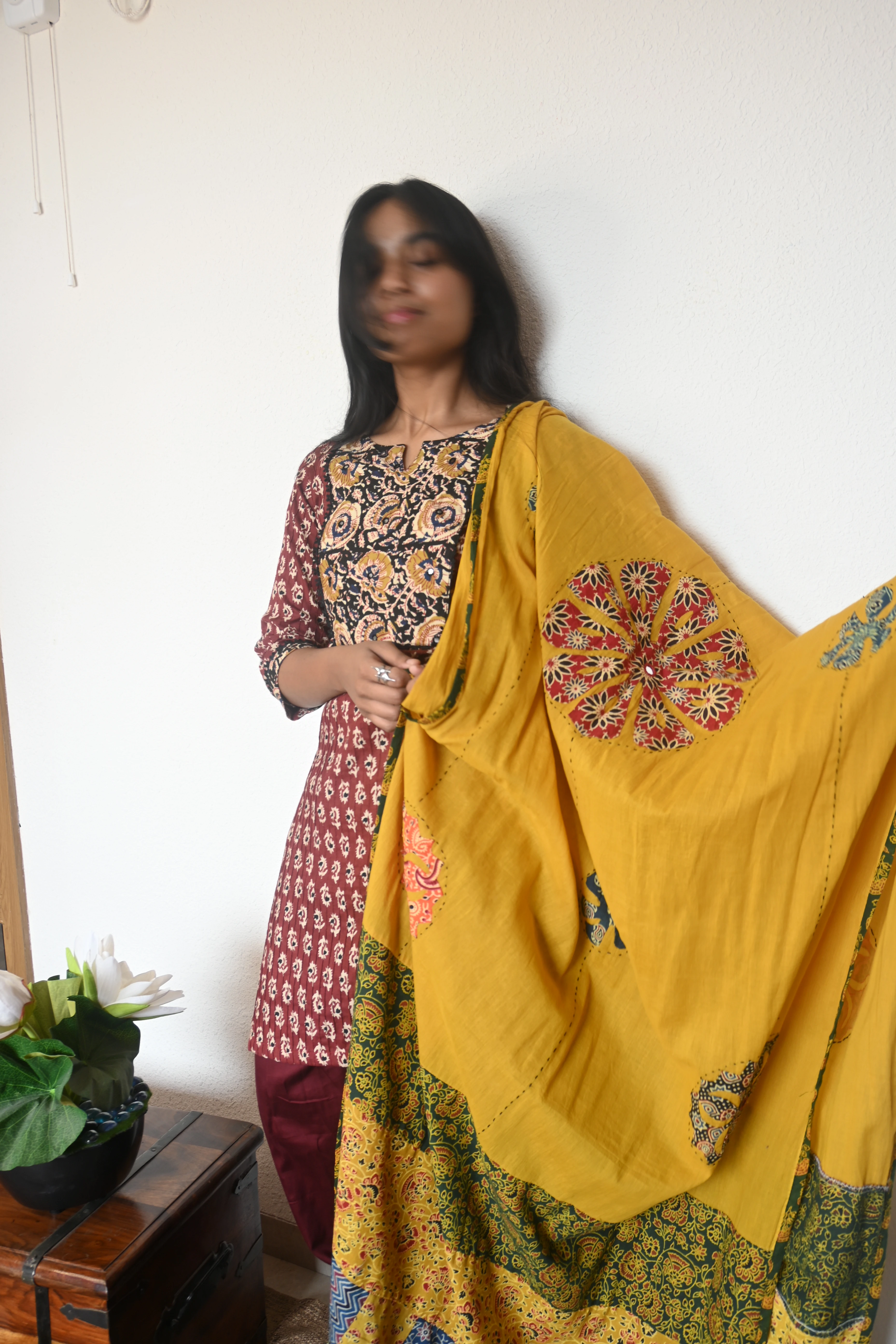 Burgundy Kalamkari Farsi Cottan Salwar Set