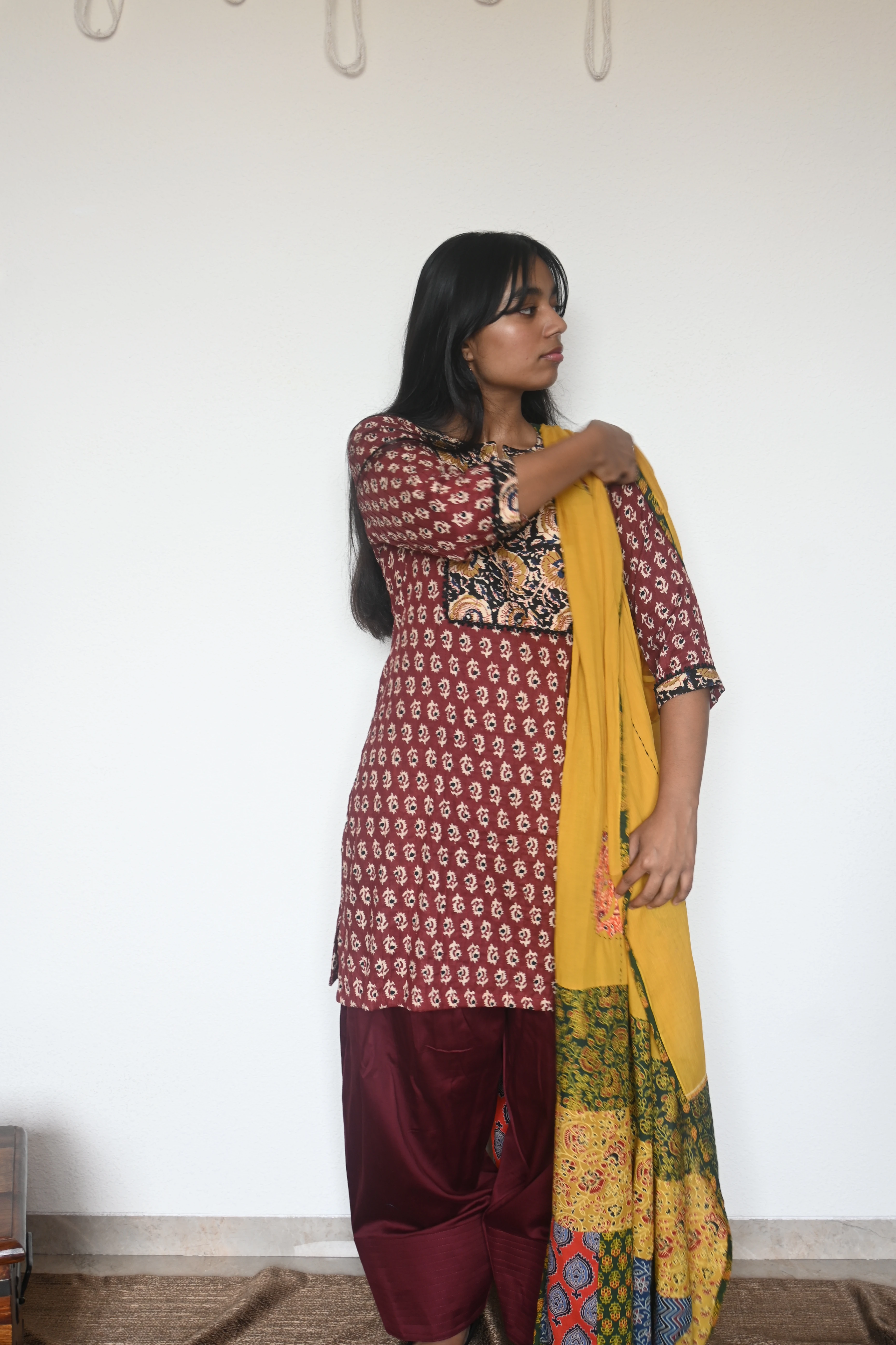 Burgundy Kalamkari Farsi Cottan Salwar Set