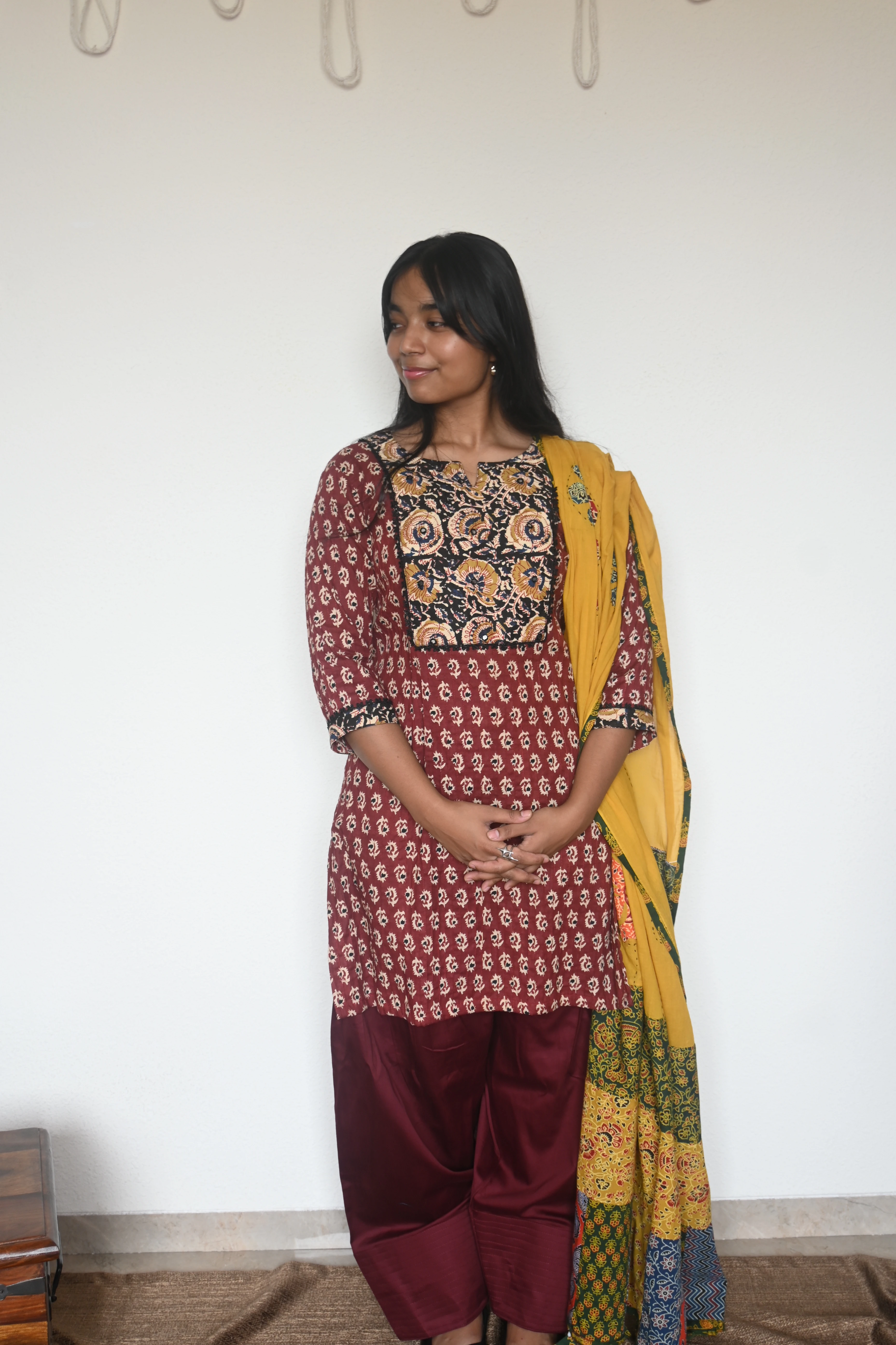 Burgundy Kalamkari Farsi Cottan Salwar Set