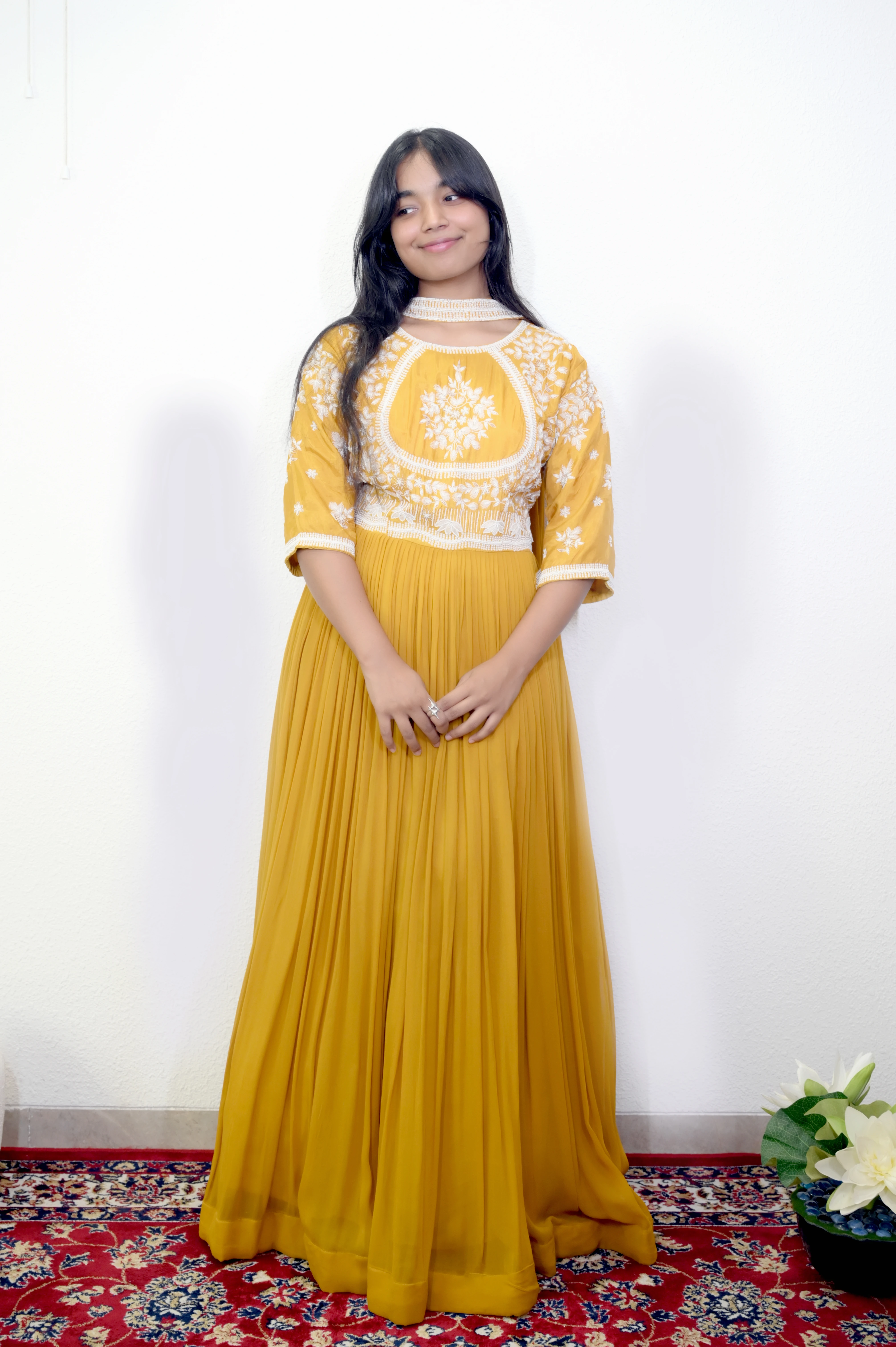 Sunshine Mustered Yellow Pleated Anarkali