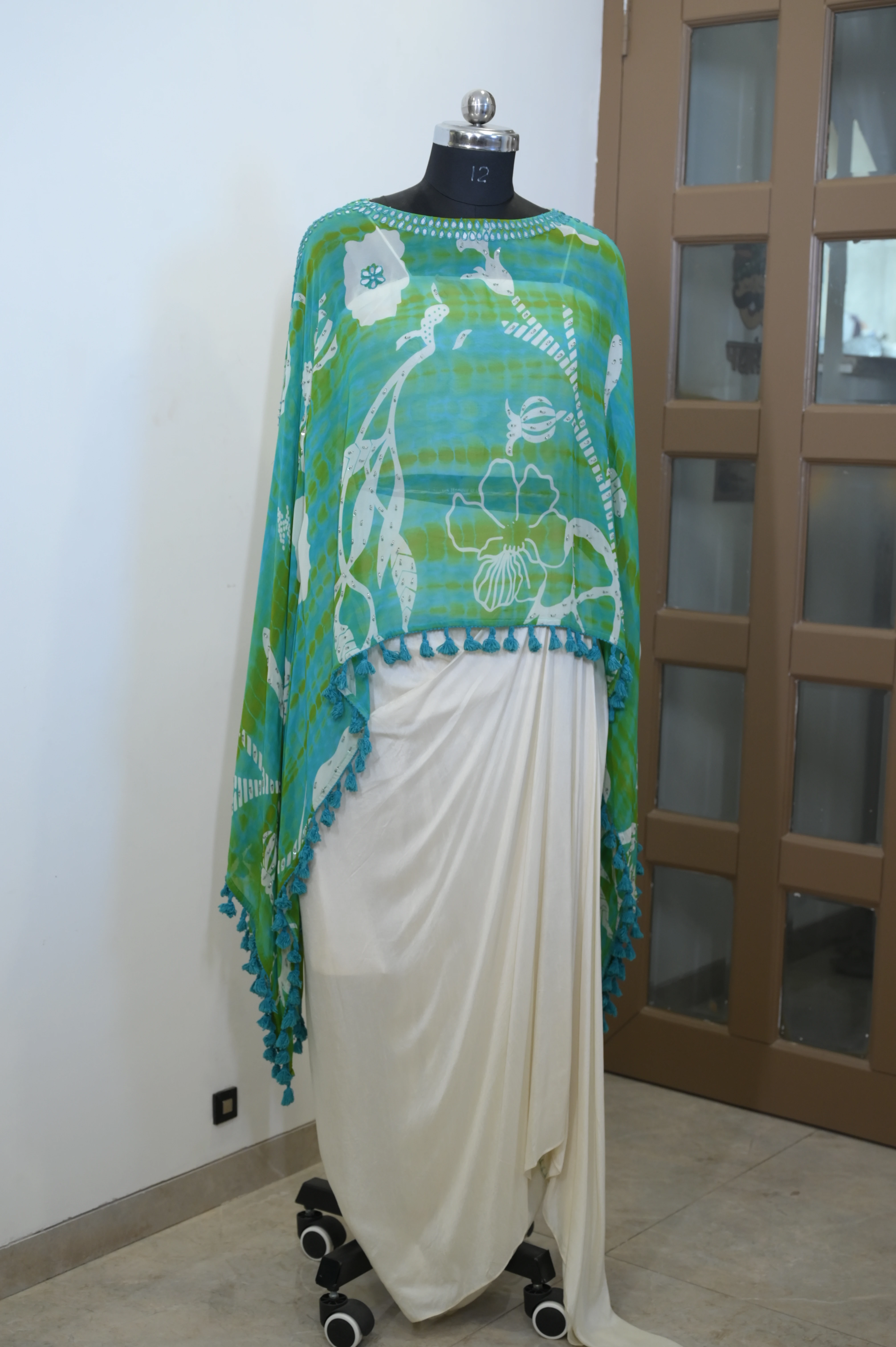 Ocean Breeze Floral Cape Dress