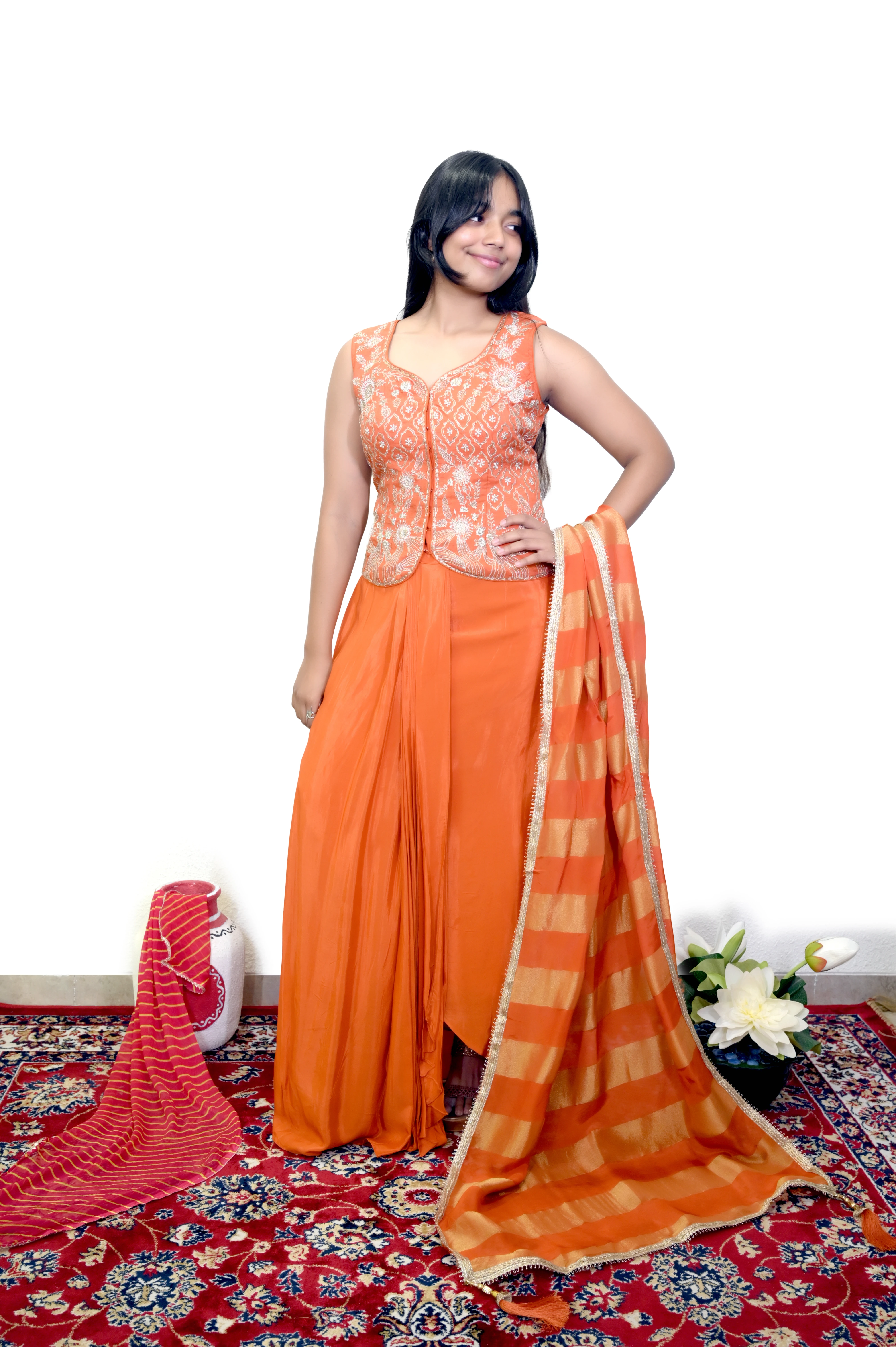 Tangerine Twirl Pleated Set