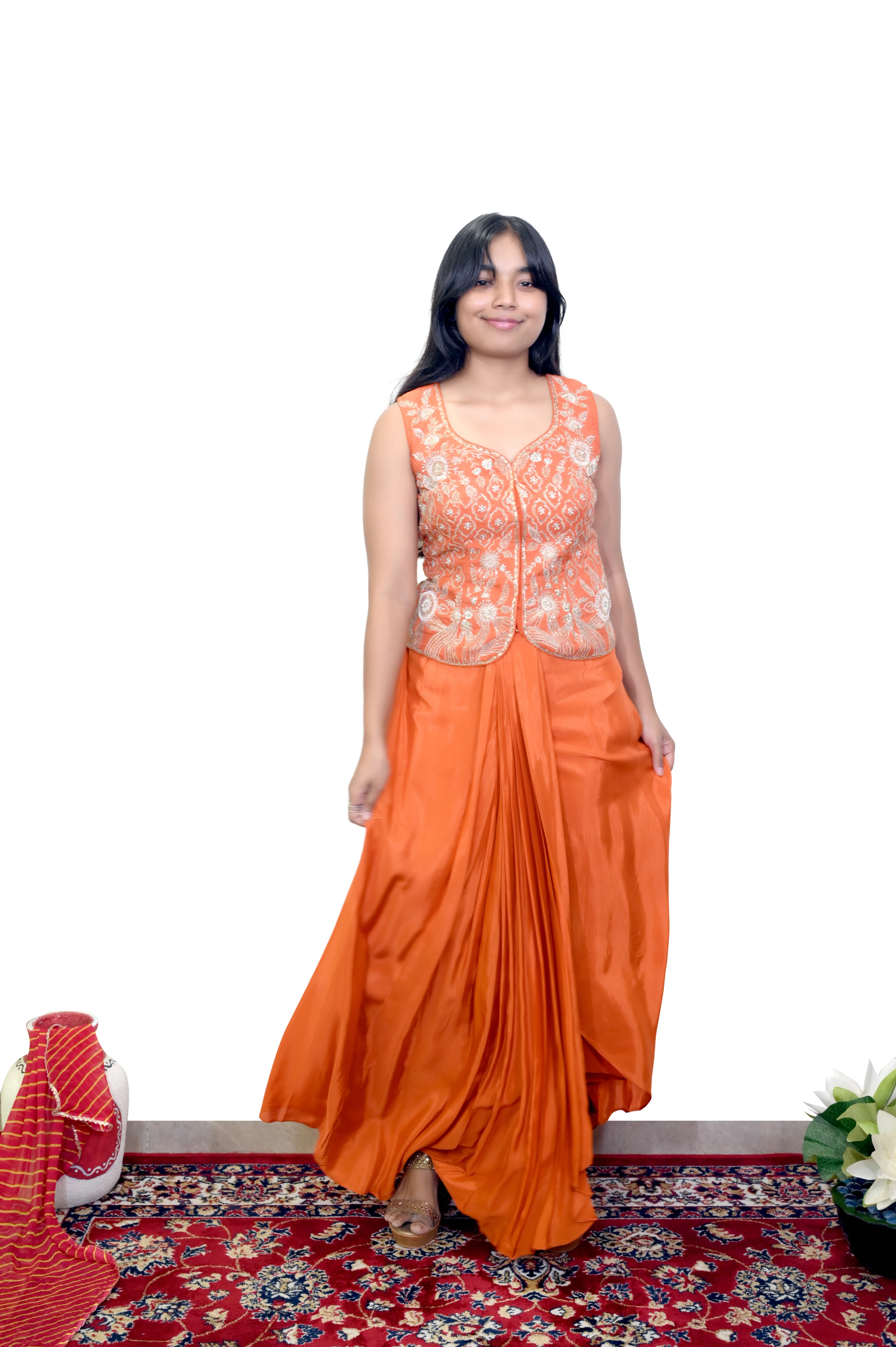 Tangerine Twirl Pleated Set