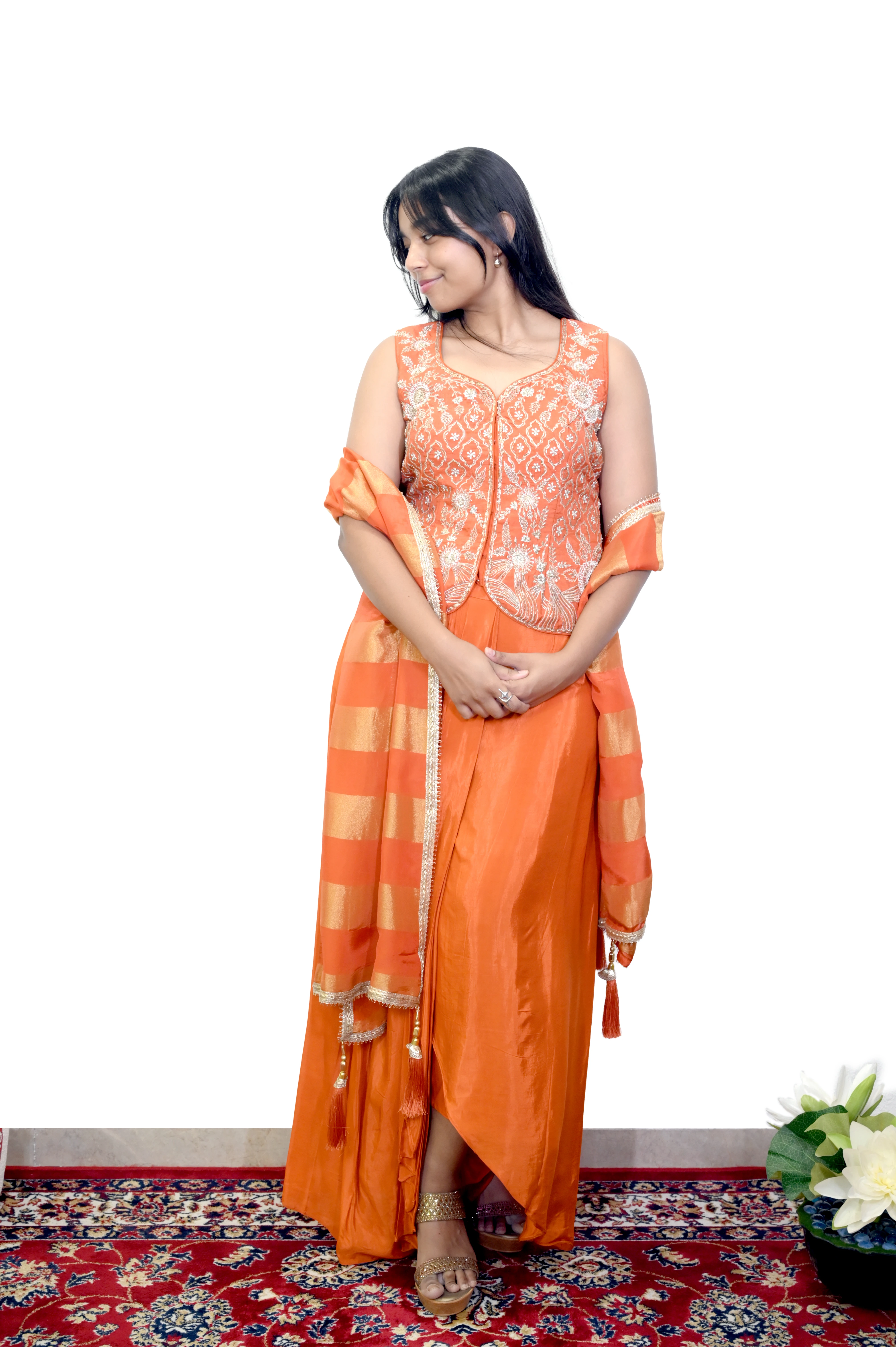 Tangerine Twirl Pleated Set