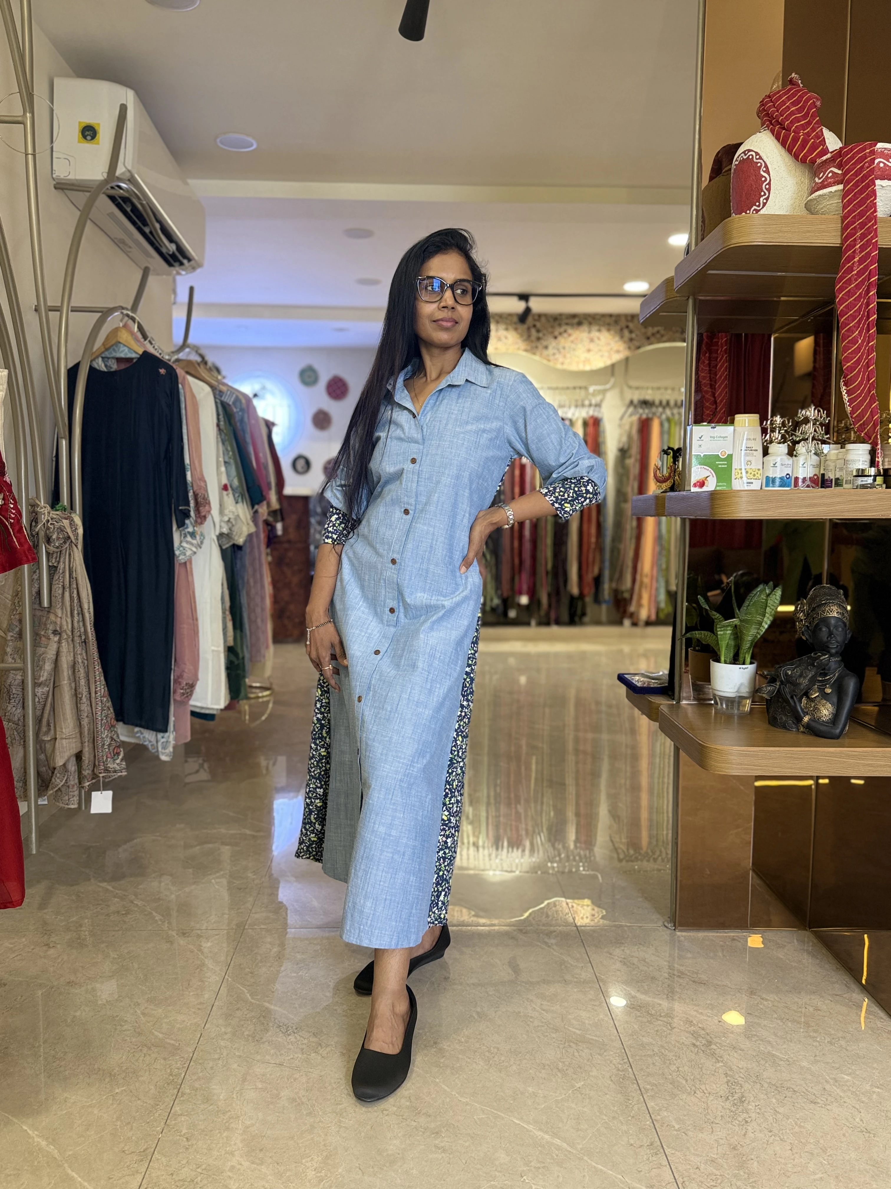 Denim Midi Shirt Dress